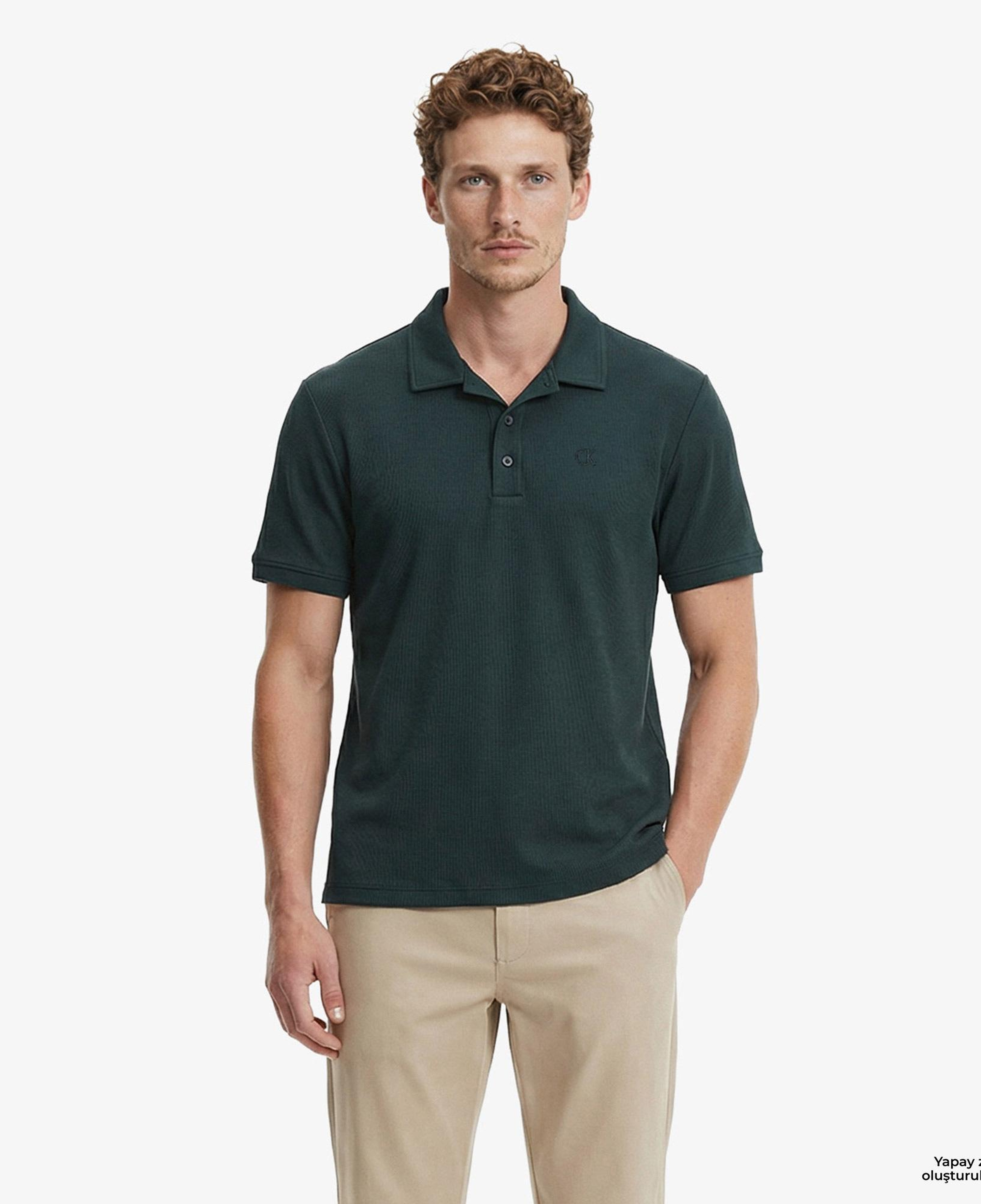 Calvin Klein Easy Micro Waffle Camp Erkek Yeşil Polo