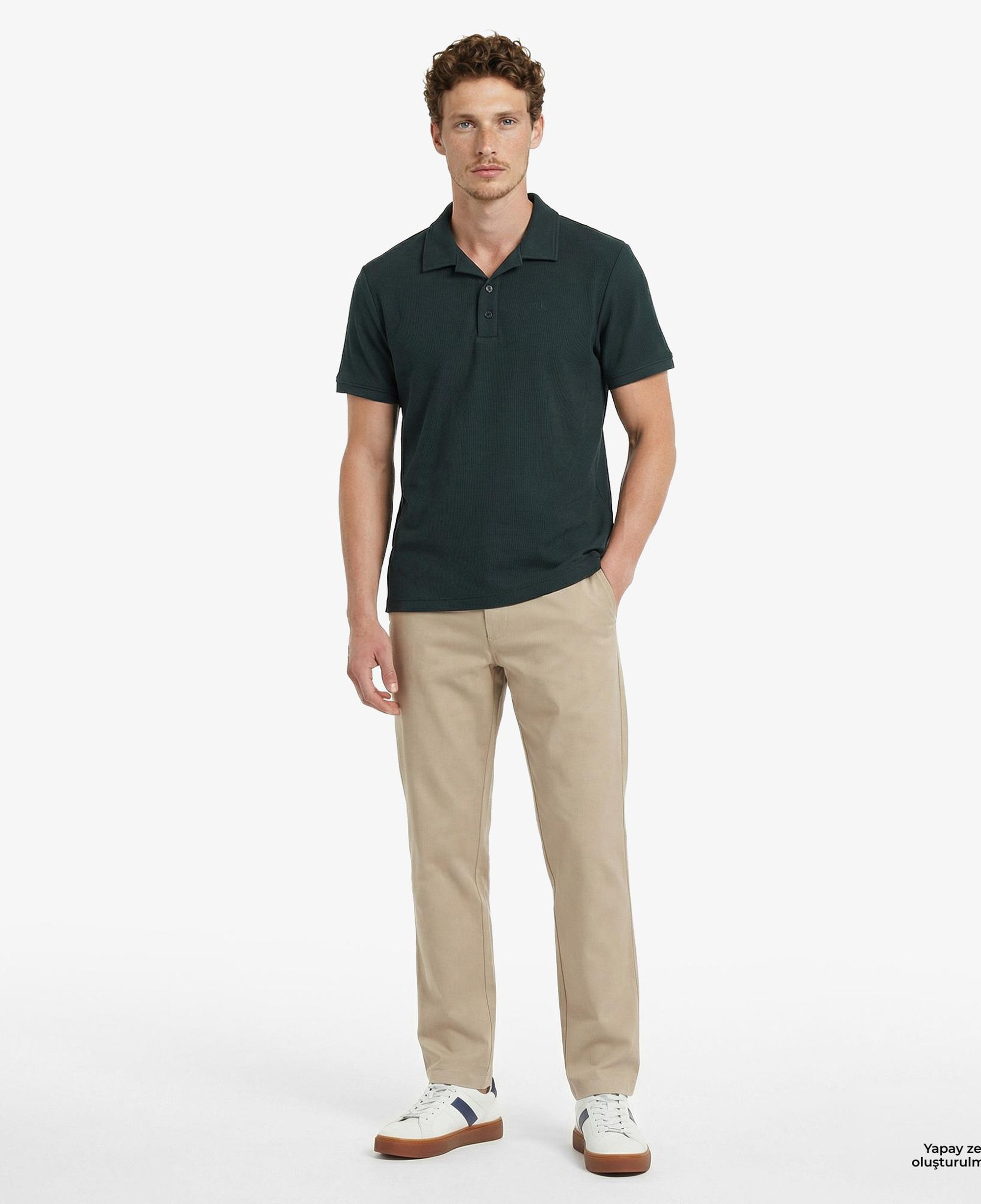 Calvin Klein Easy Micro Waffle Camp Erkek Yeşil Polo