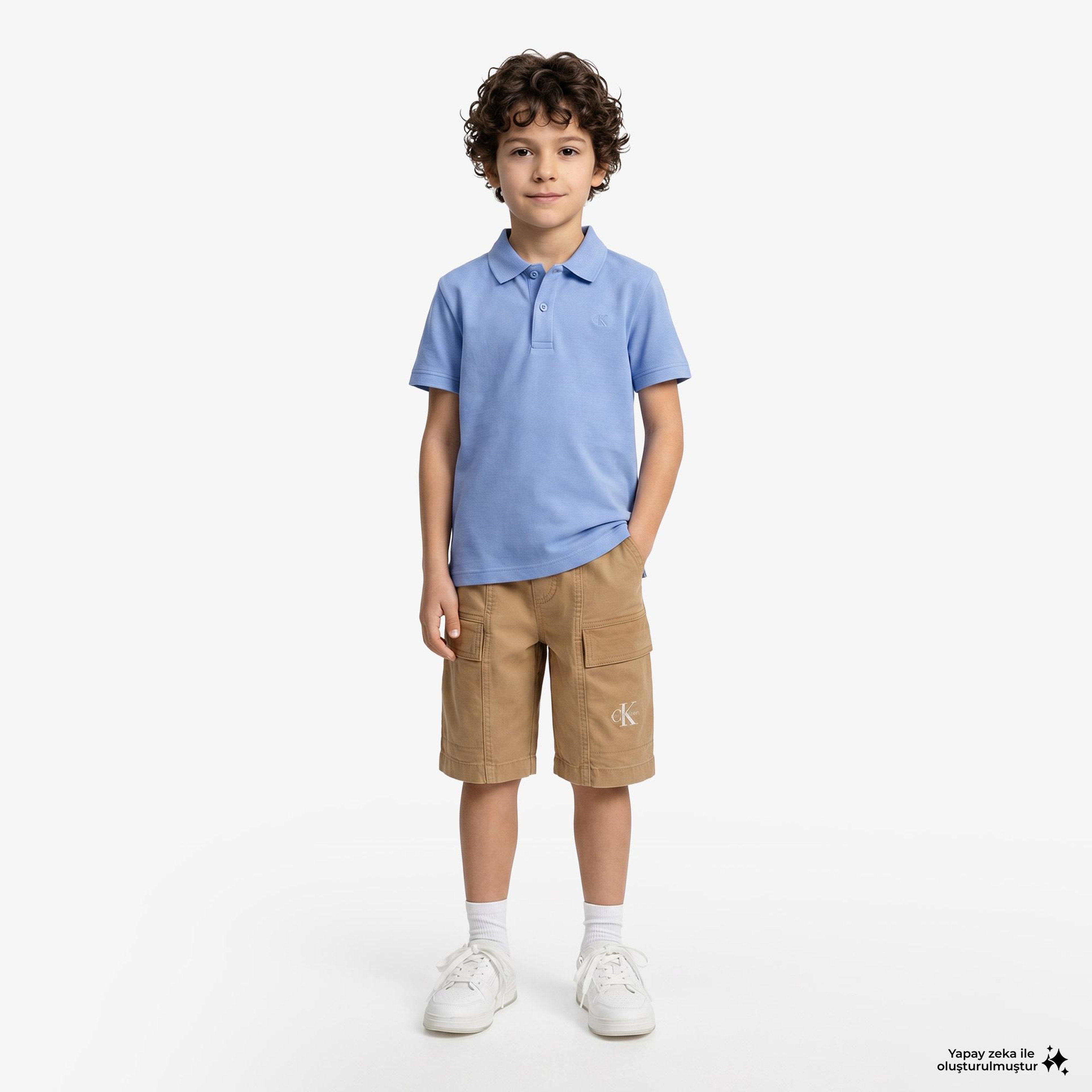 Calvin Klein Solid Çocuk Mavi Polo