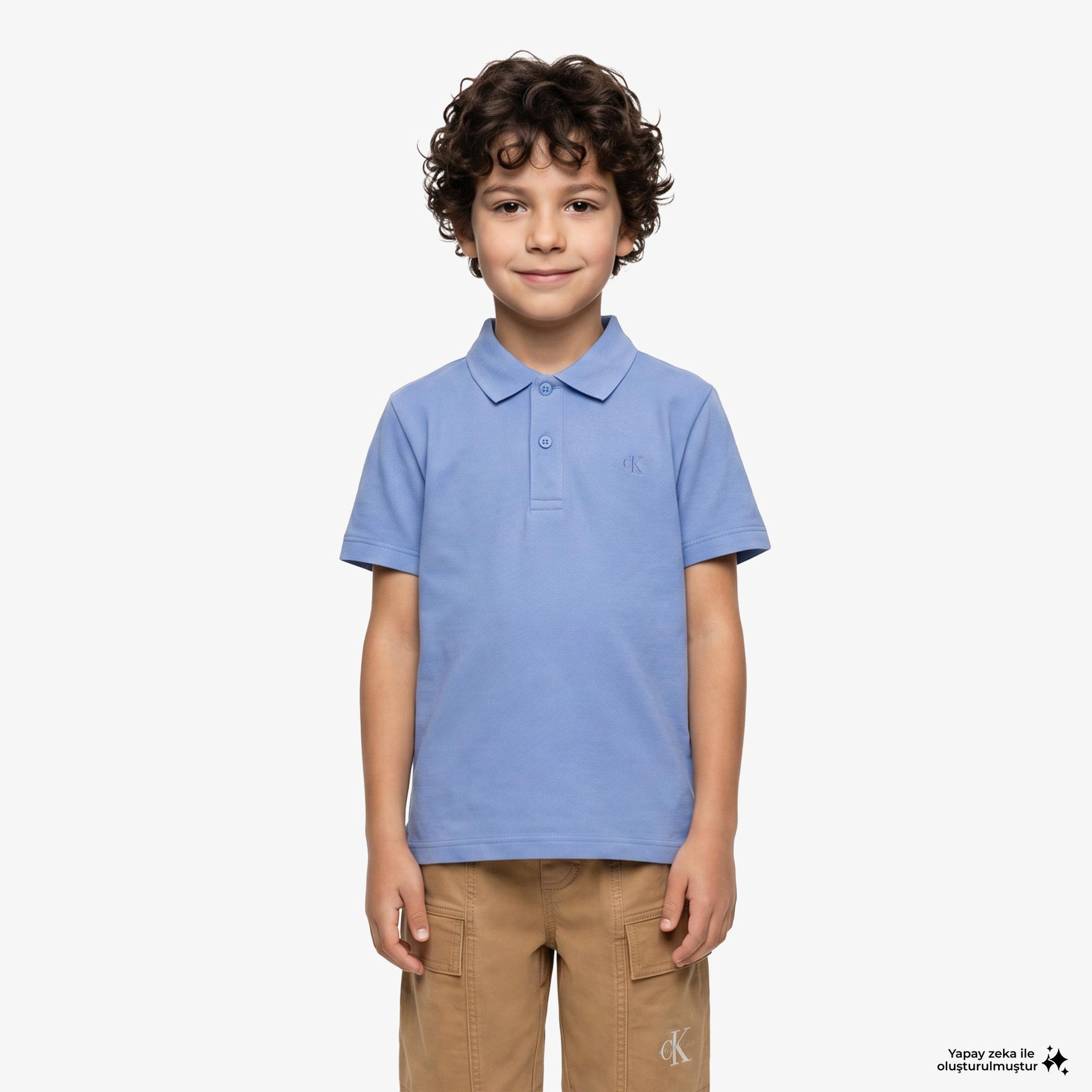 Calvin Klein Solid Çocuk Mavi Polo