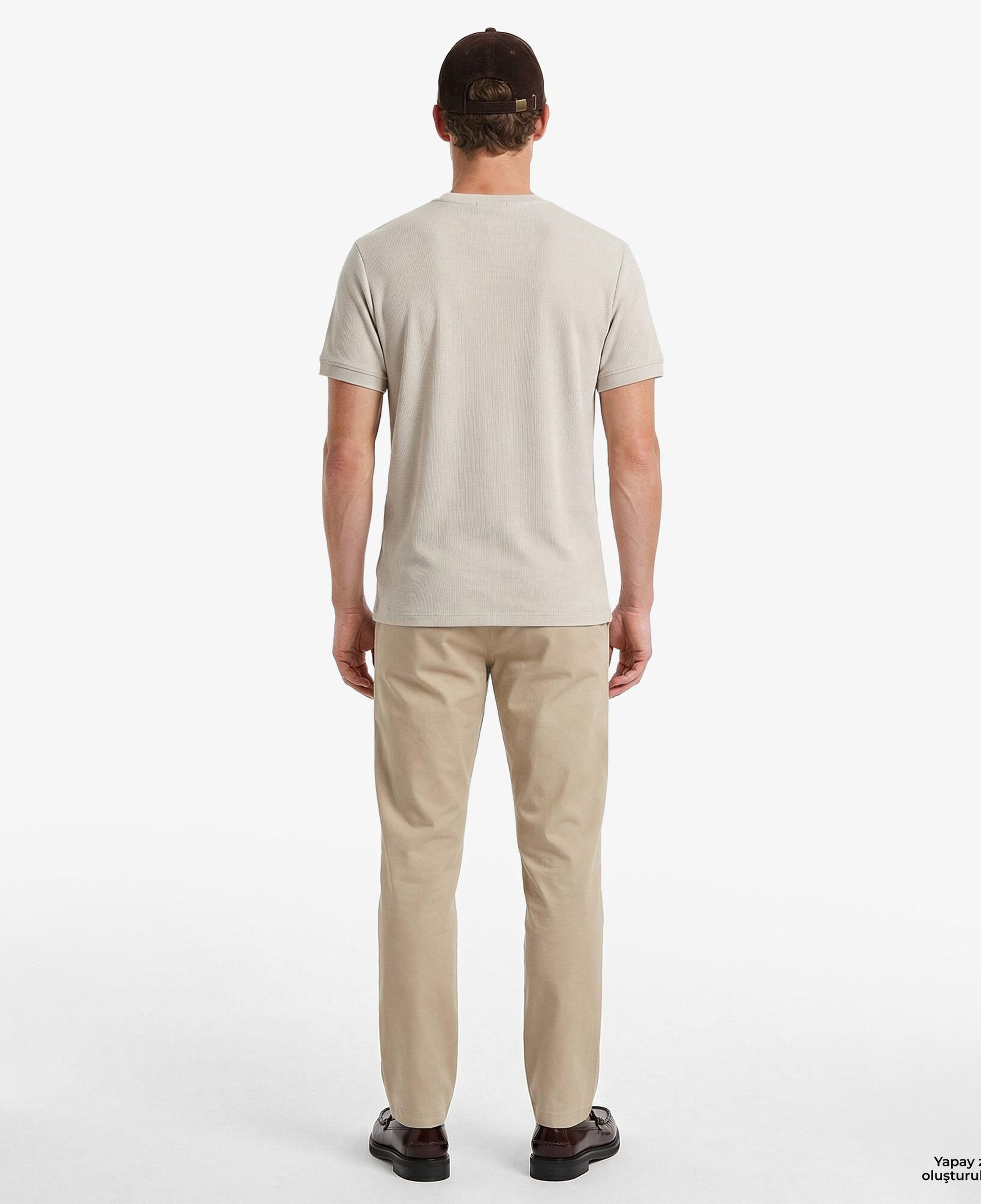Calvin Klein Slim Micro Waffle Crewnk  Erkek Bej T-Shirt