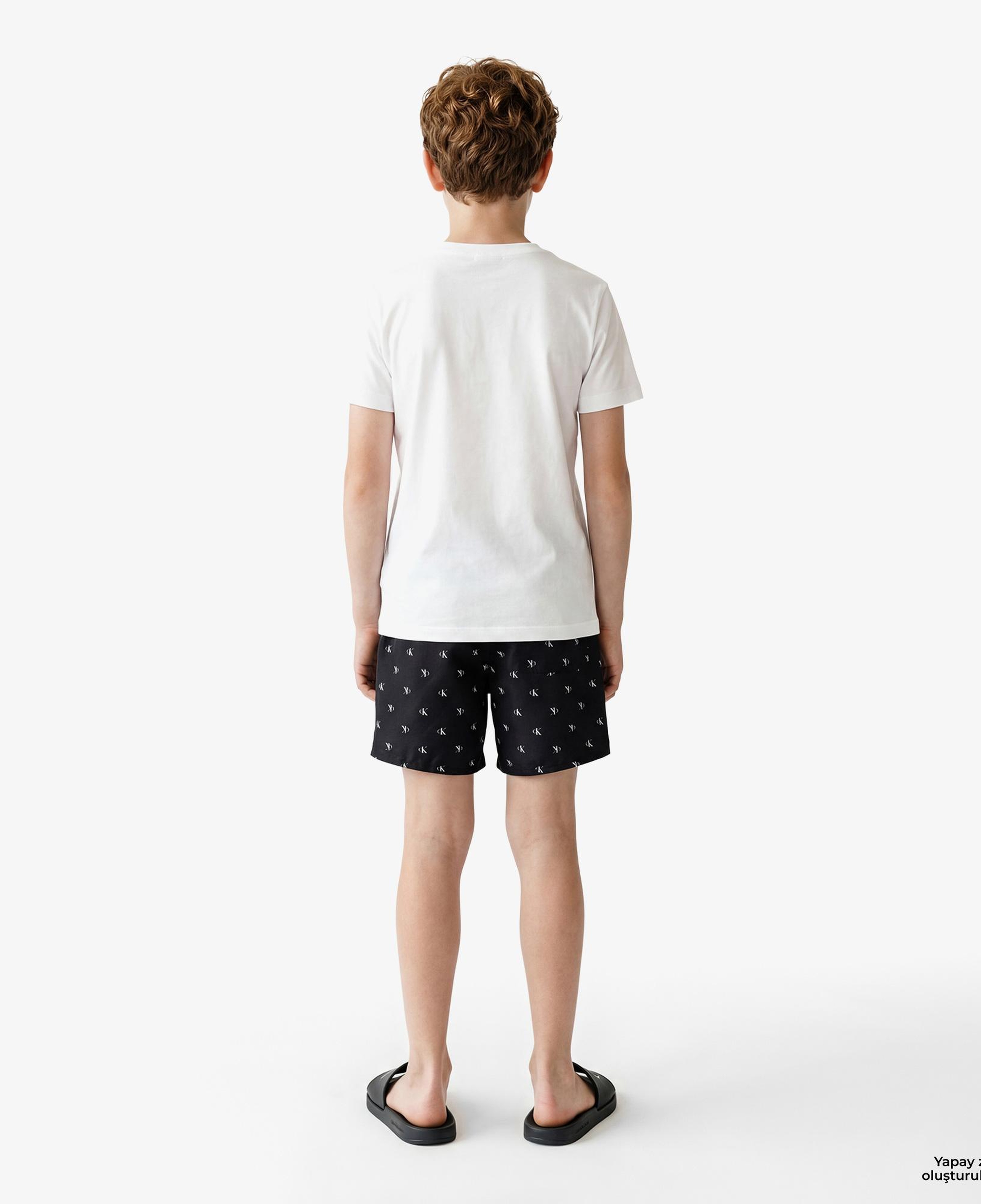 Calvin Klein Medium Drawstring-Print Çocuk Siyah Deniz Şortu