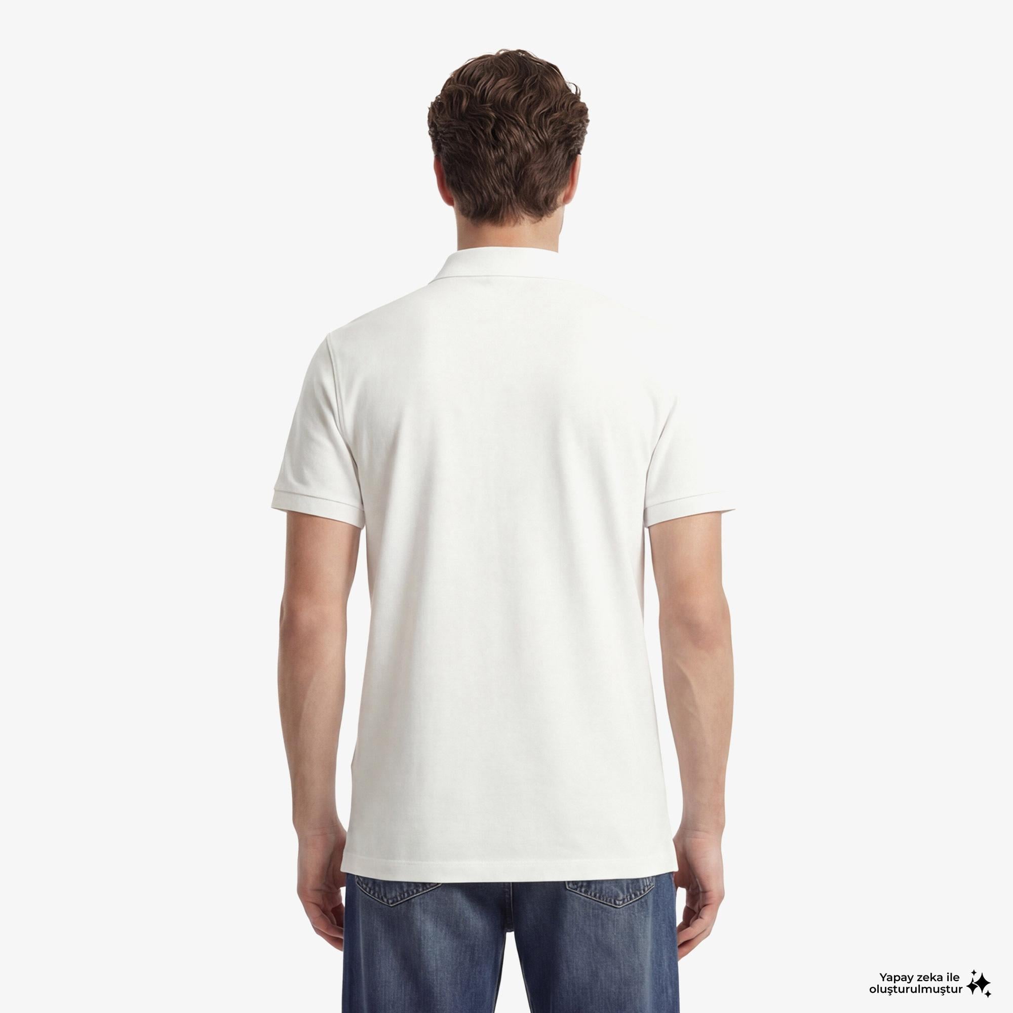 Calvin Klein Slim Supima Zip Erkek Beyaz Polo