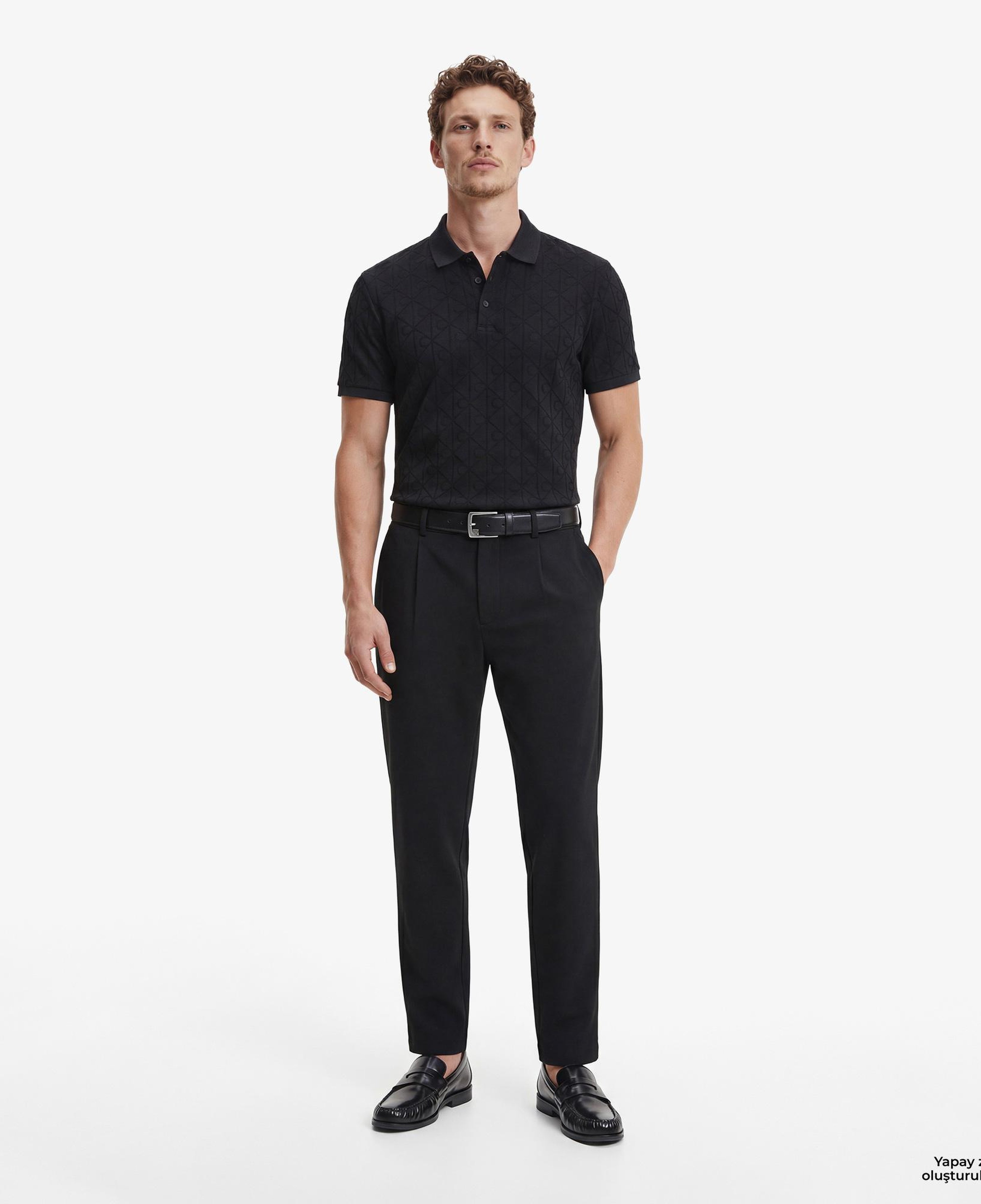 Calvin Klein Mercerized Emblem Jacquar Erkek Siyah Polo