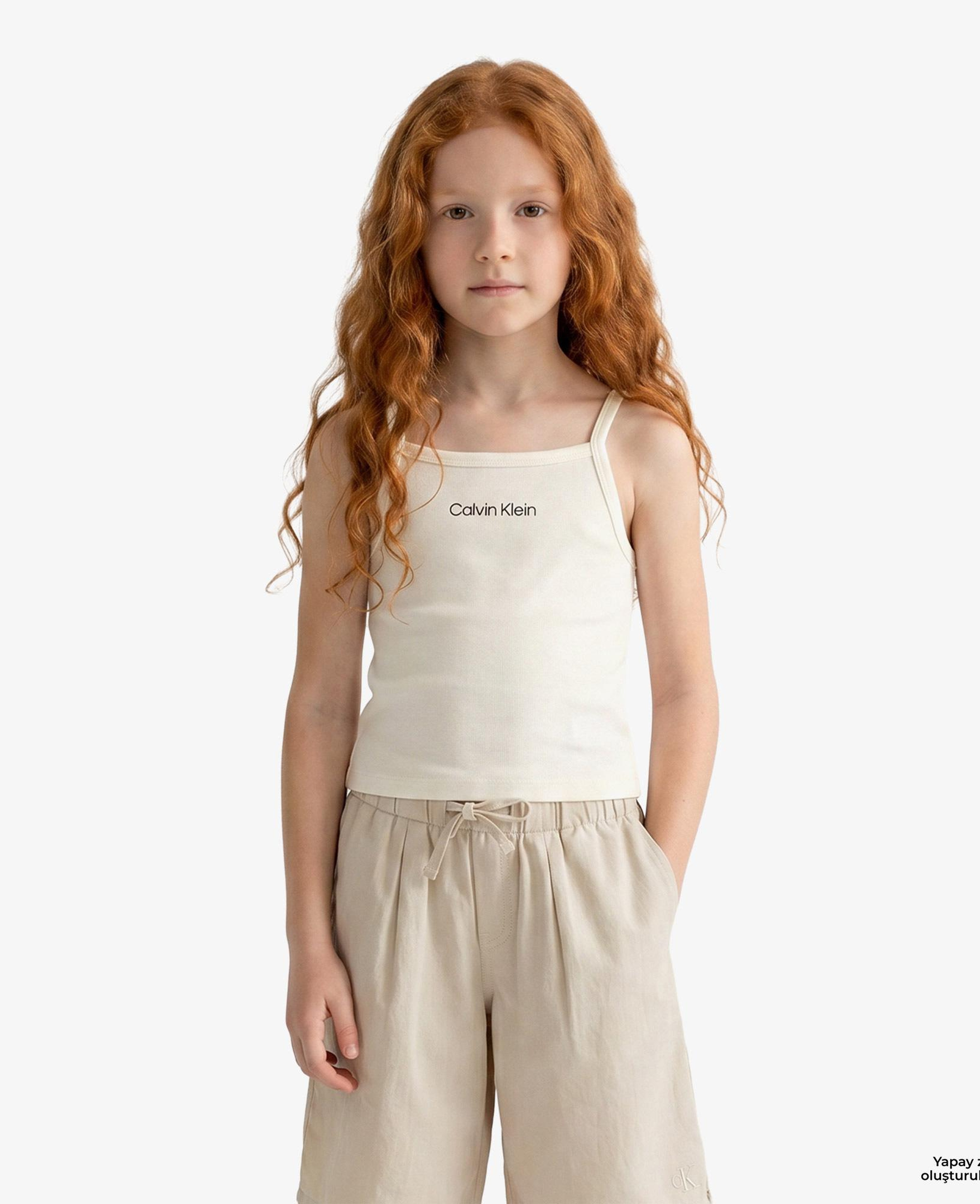 Calvin Klein Punto Strap Çocuk Beyaz T-Shirt