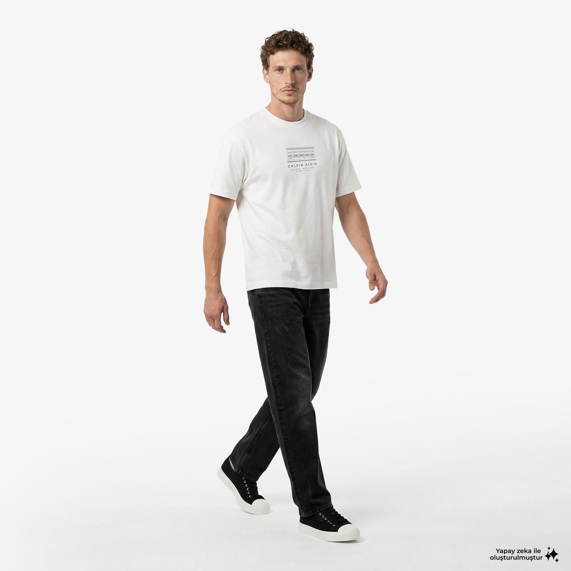 Calvin Klein 16S March Graphic Seasonal Erkek Beyaz T-Shirt