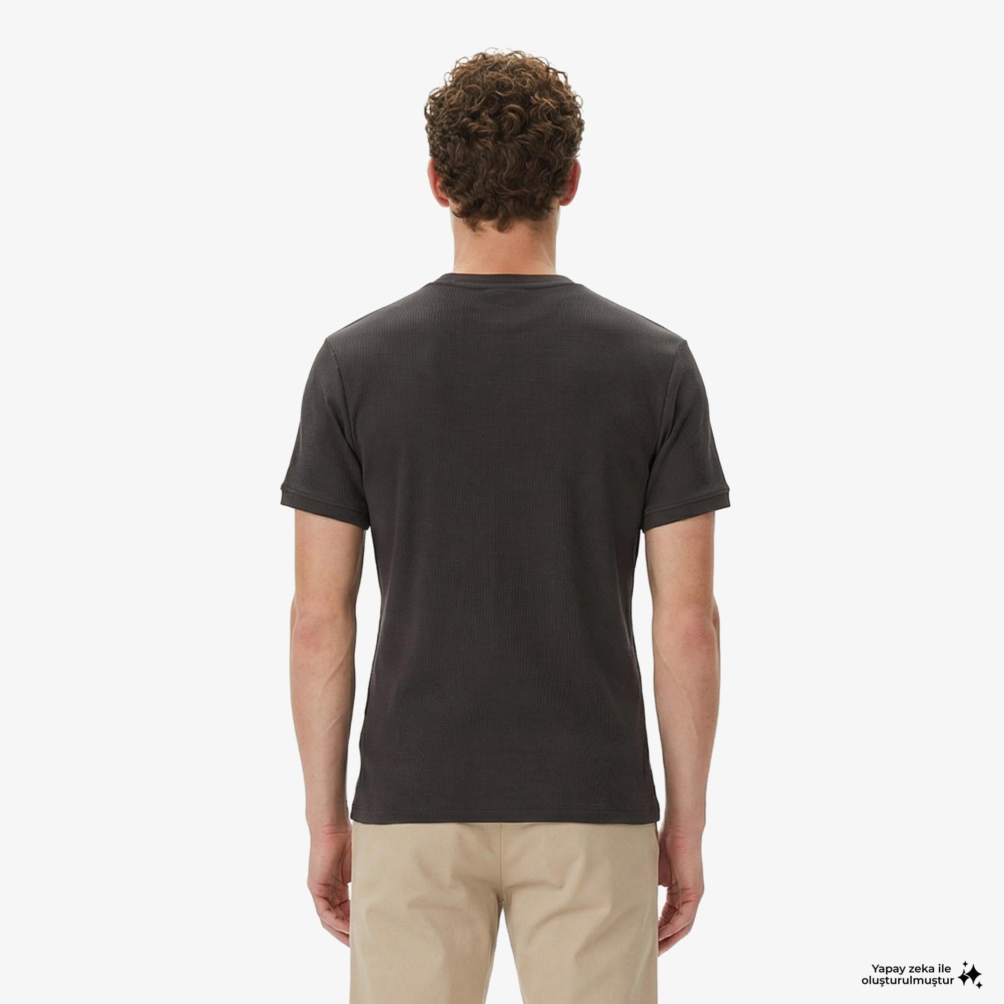 Calvin Klein Slim Micro Waffle Crewnk Erkek Gri T-Shirt