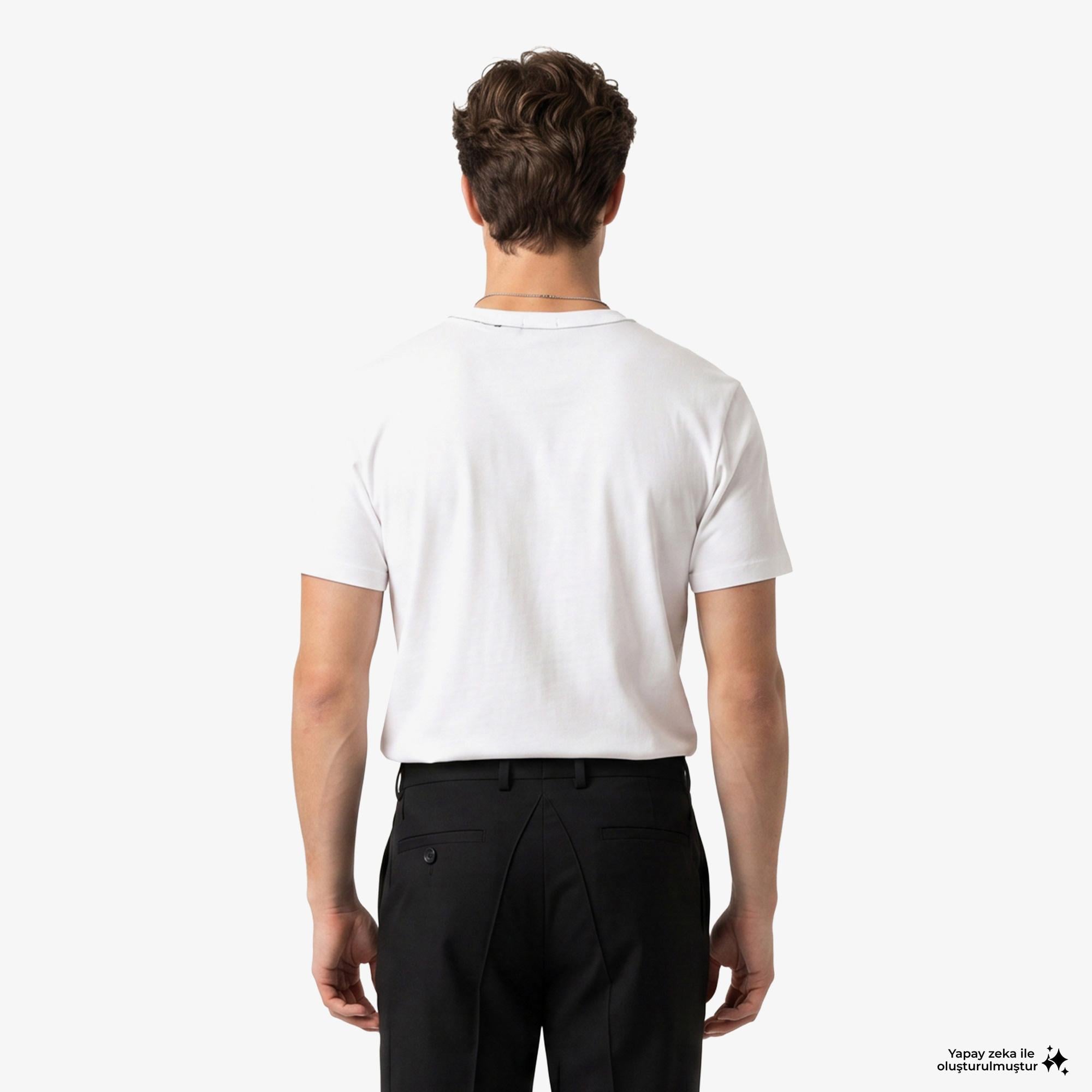 Calvin Klein Contrast Collar Stitch Crewnk Erkek Beyaz T-Shirt
