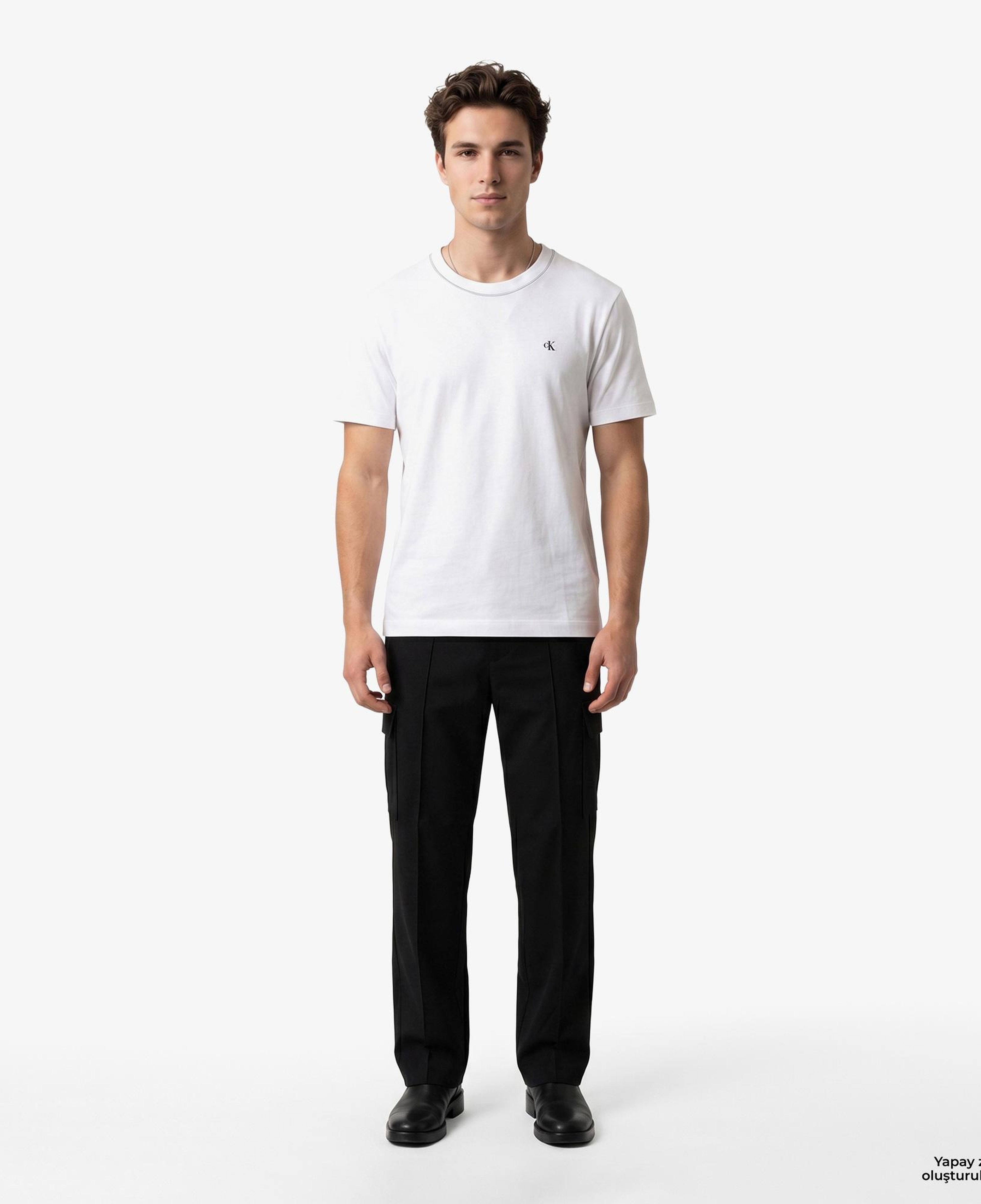 Calvin Klein Contrast Collar Stitch Crewnk Erkek Beyaz T-Shirt