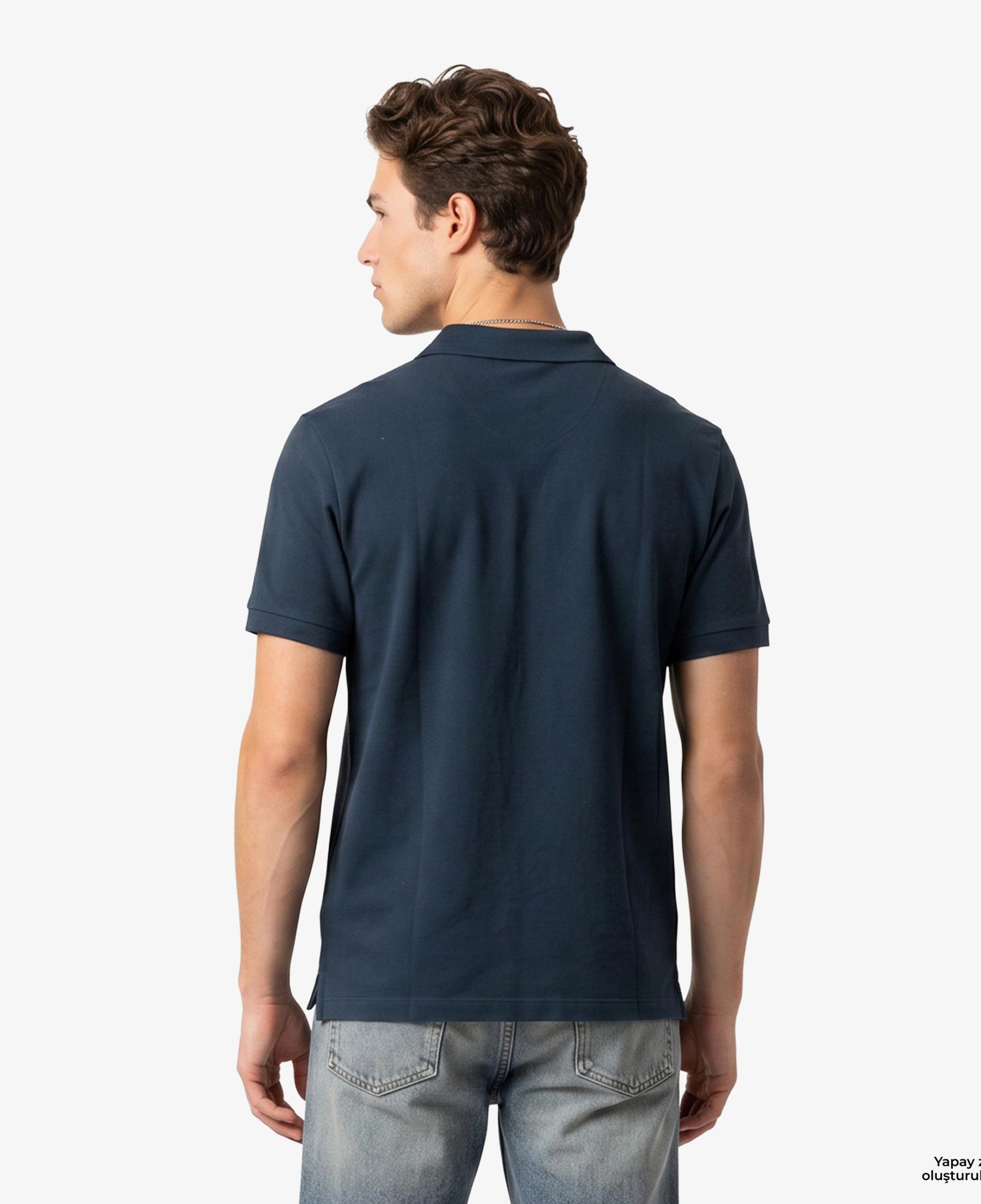 Calvin Klein Open Collar Casual Pique Erkek Mavi Polo