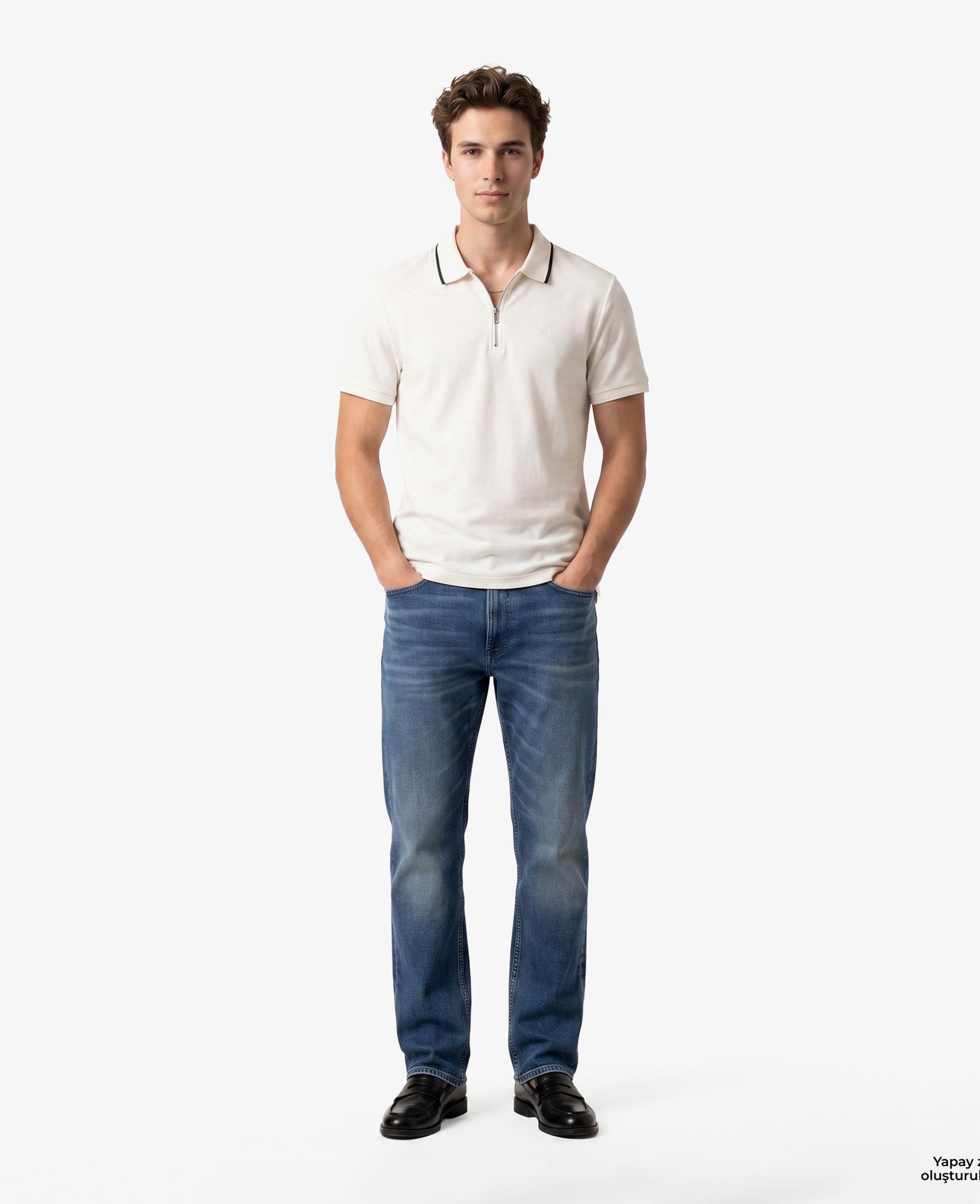 Calvin Klein Tipped Zip Pique Erkek Beyaz Polo