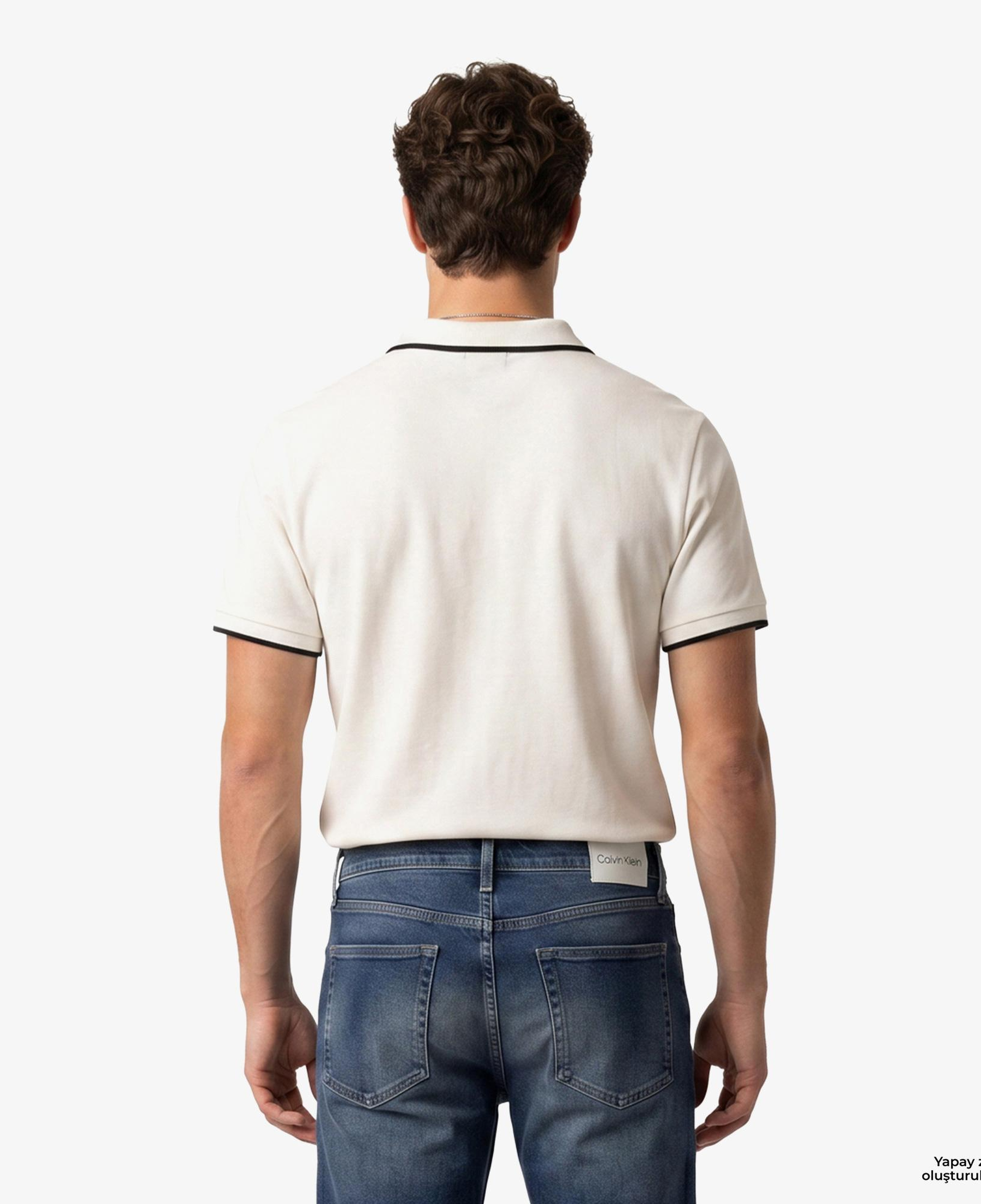 Calvin Klein Tipped Zip Pique Erkek Beyaz Polo