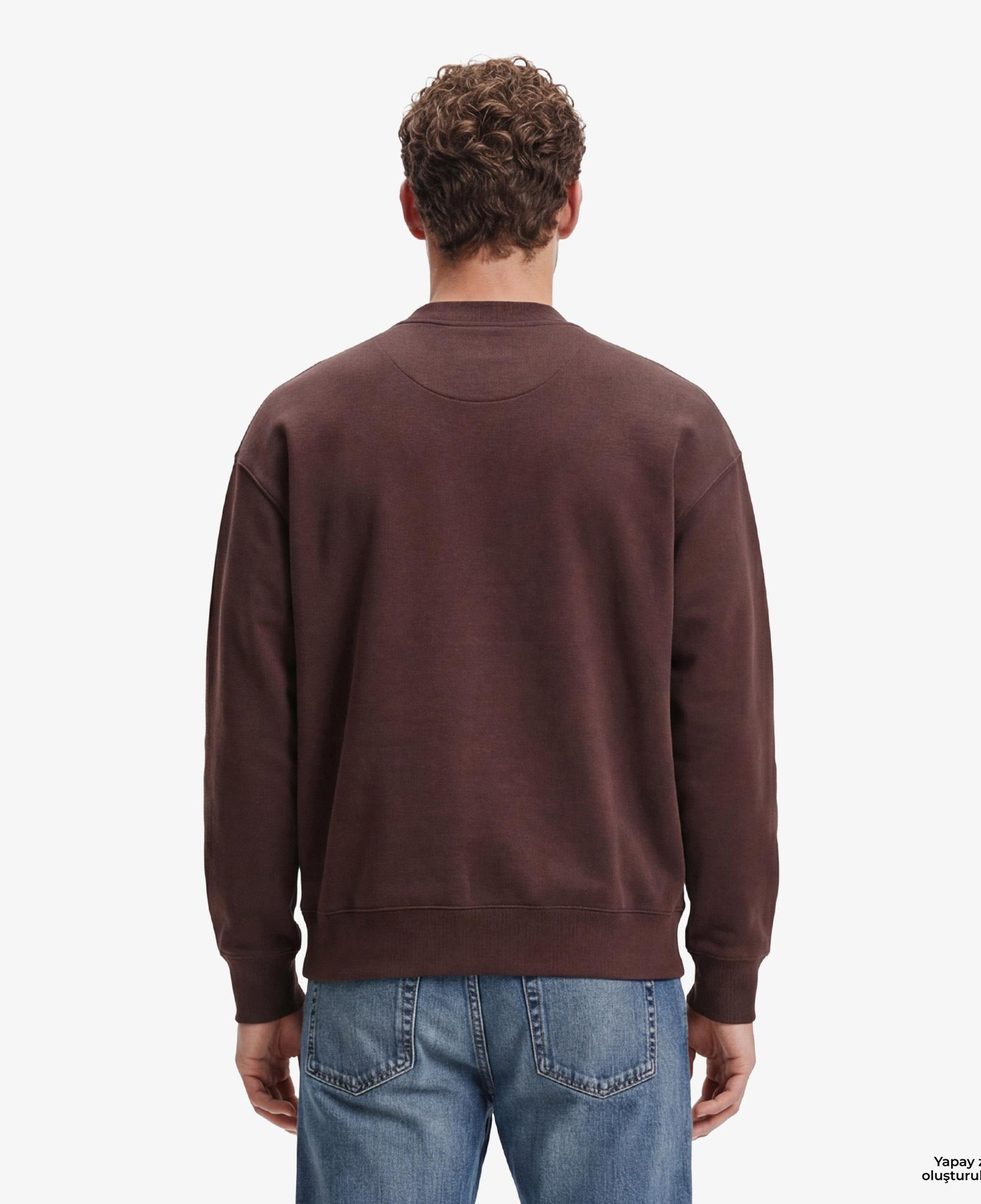 Calvin Klein Premium Terry Monologo Erkek Kahverengi Sweatshirt
