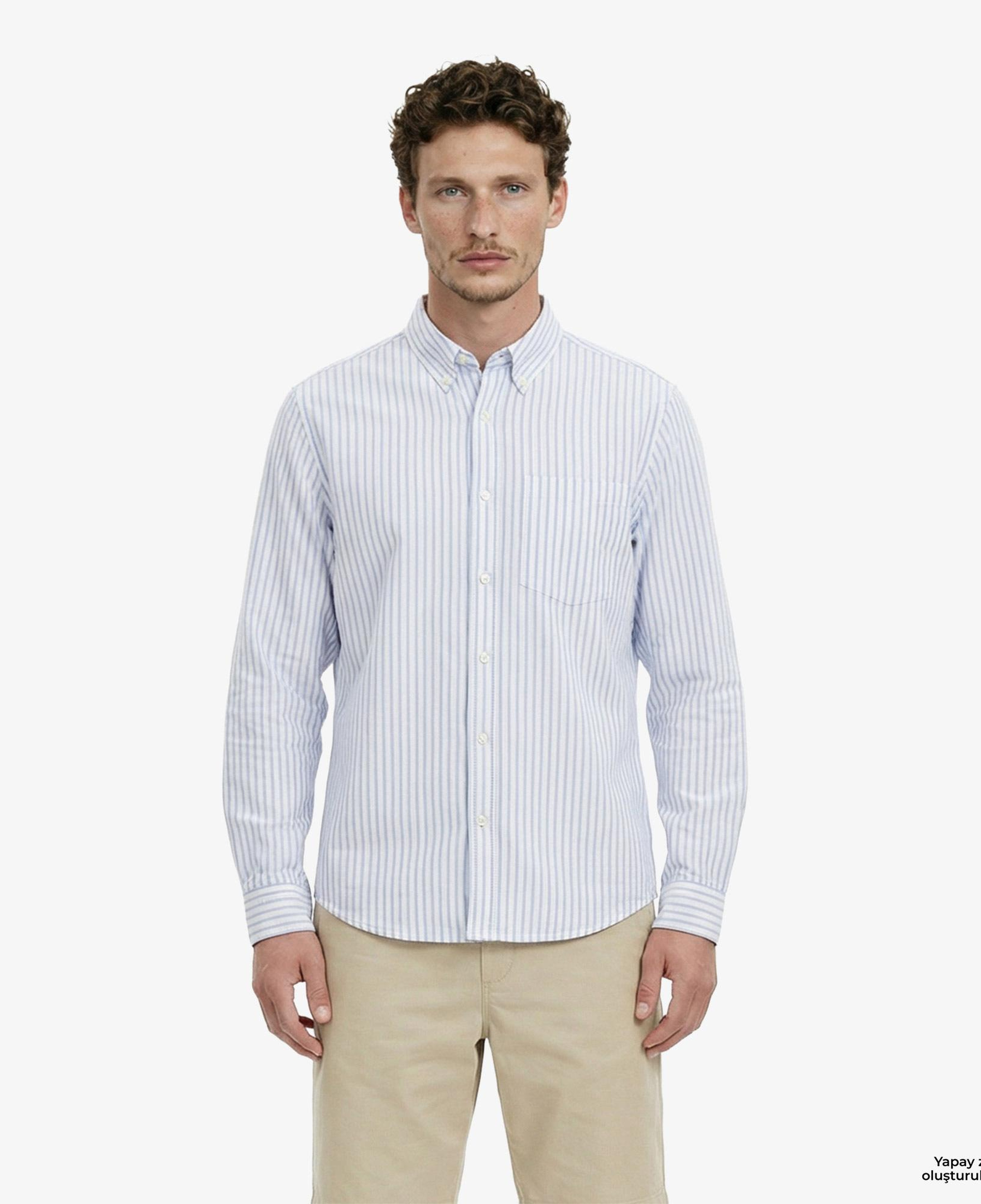 Calvin Klein Stripe Oxford Classic Erkek Mavi Gömlek