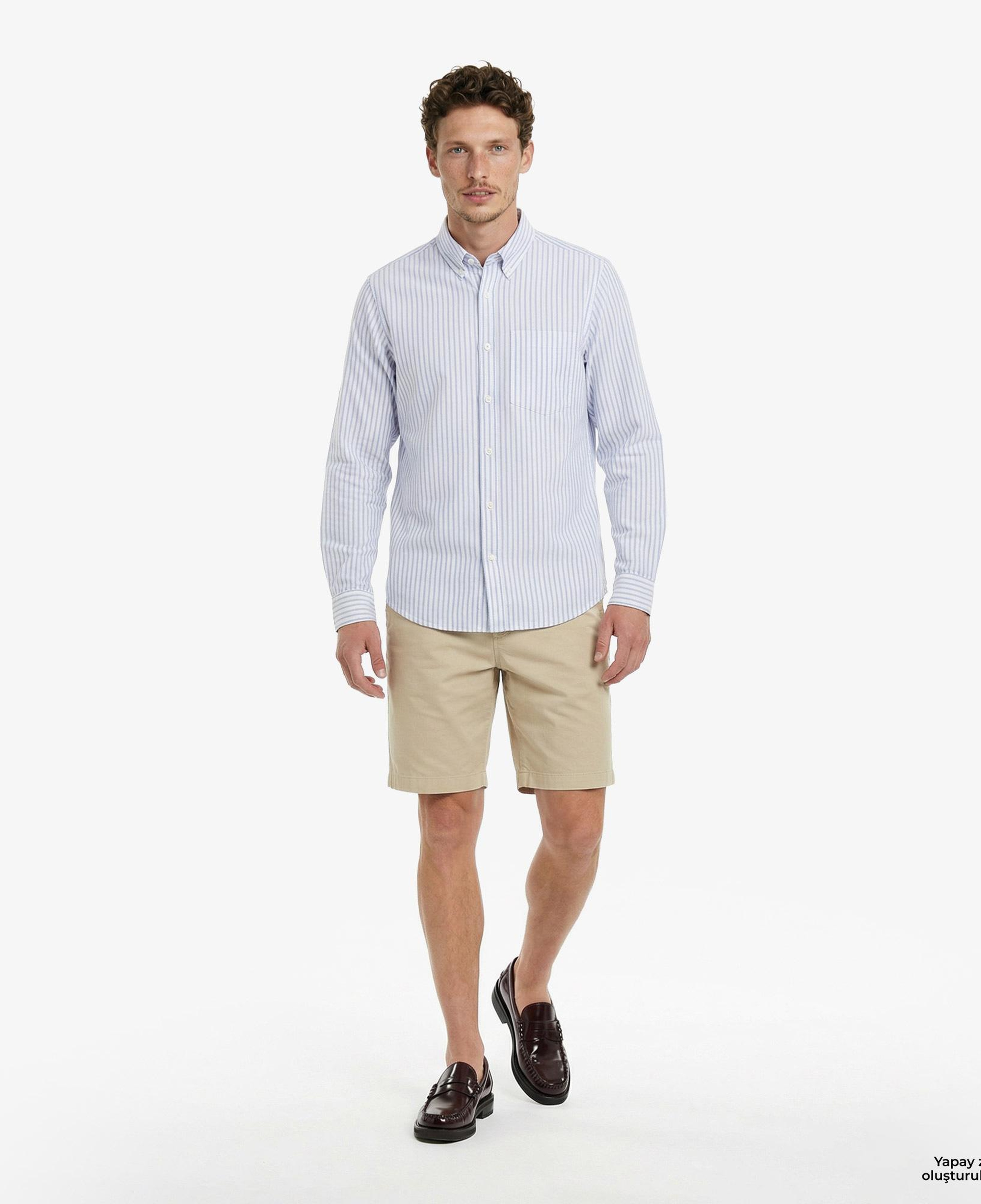 Calvin Klein Stripe Oxford Classic Erkek Mavi Gömlek
