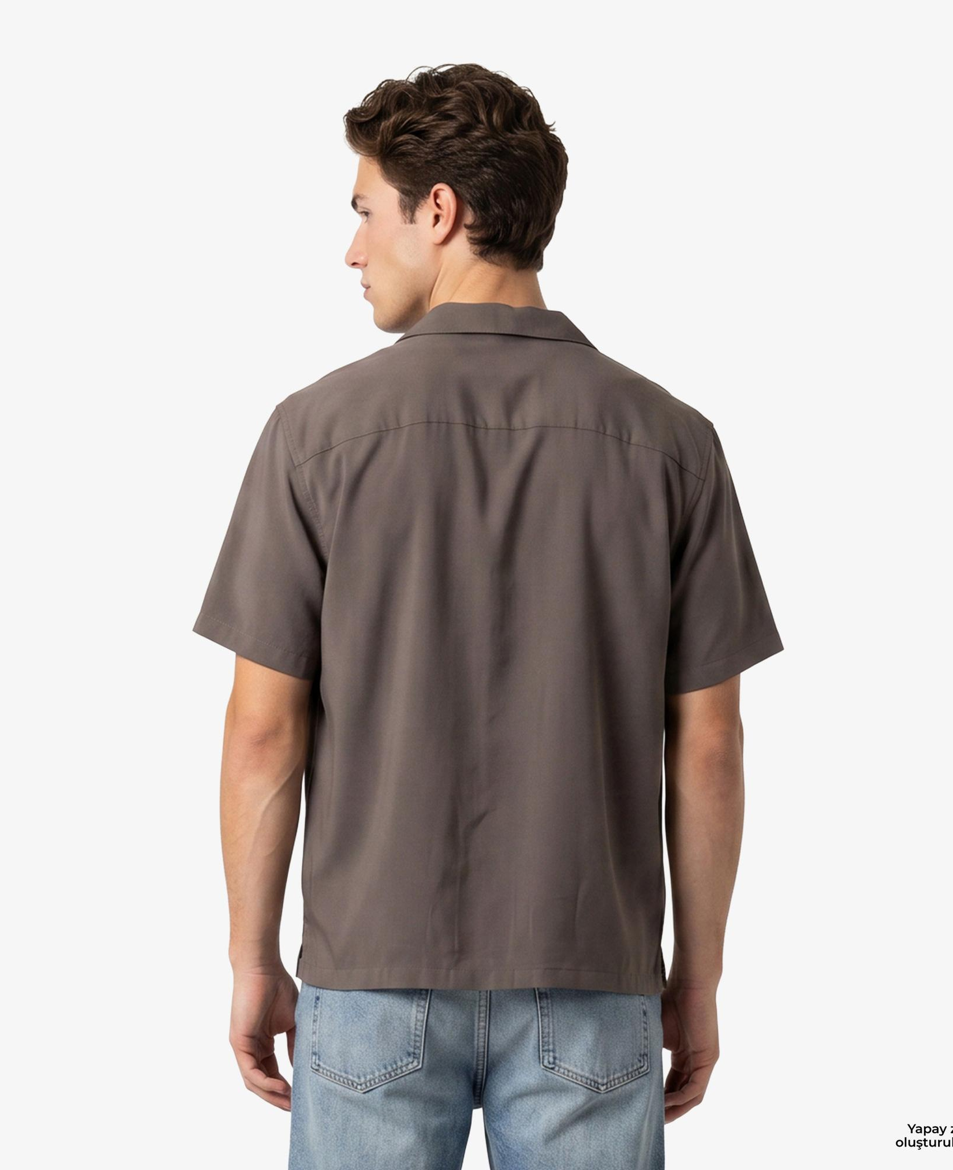 Calvin Klein Camp Collar Drapey Modal Erkek Kahverengi Gömlek