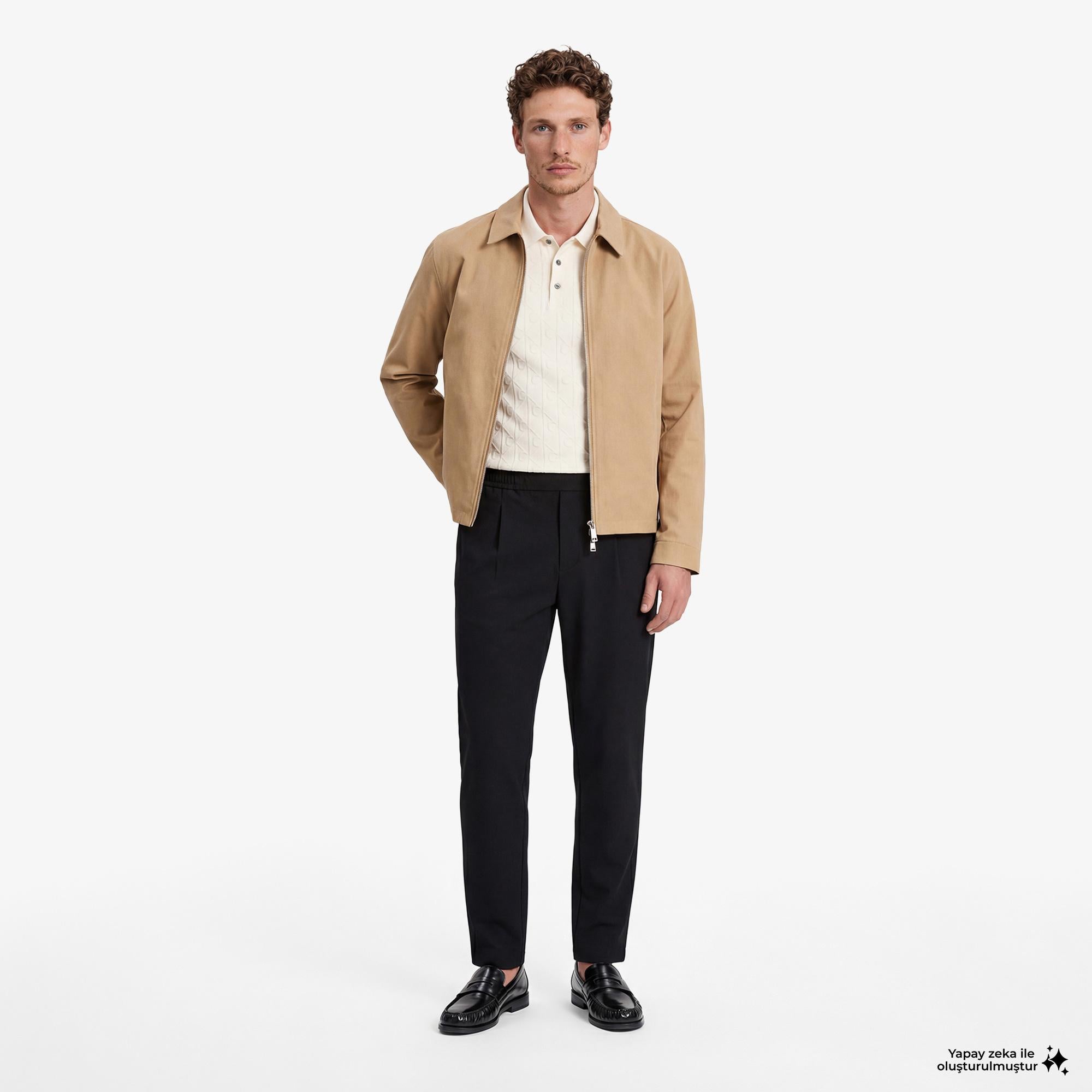 Calvin Klein Mercerized Emblem Jacquar Erkek Beyaz Polo