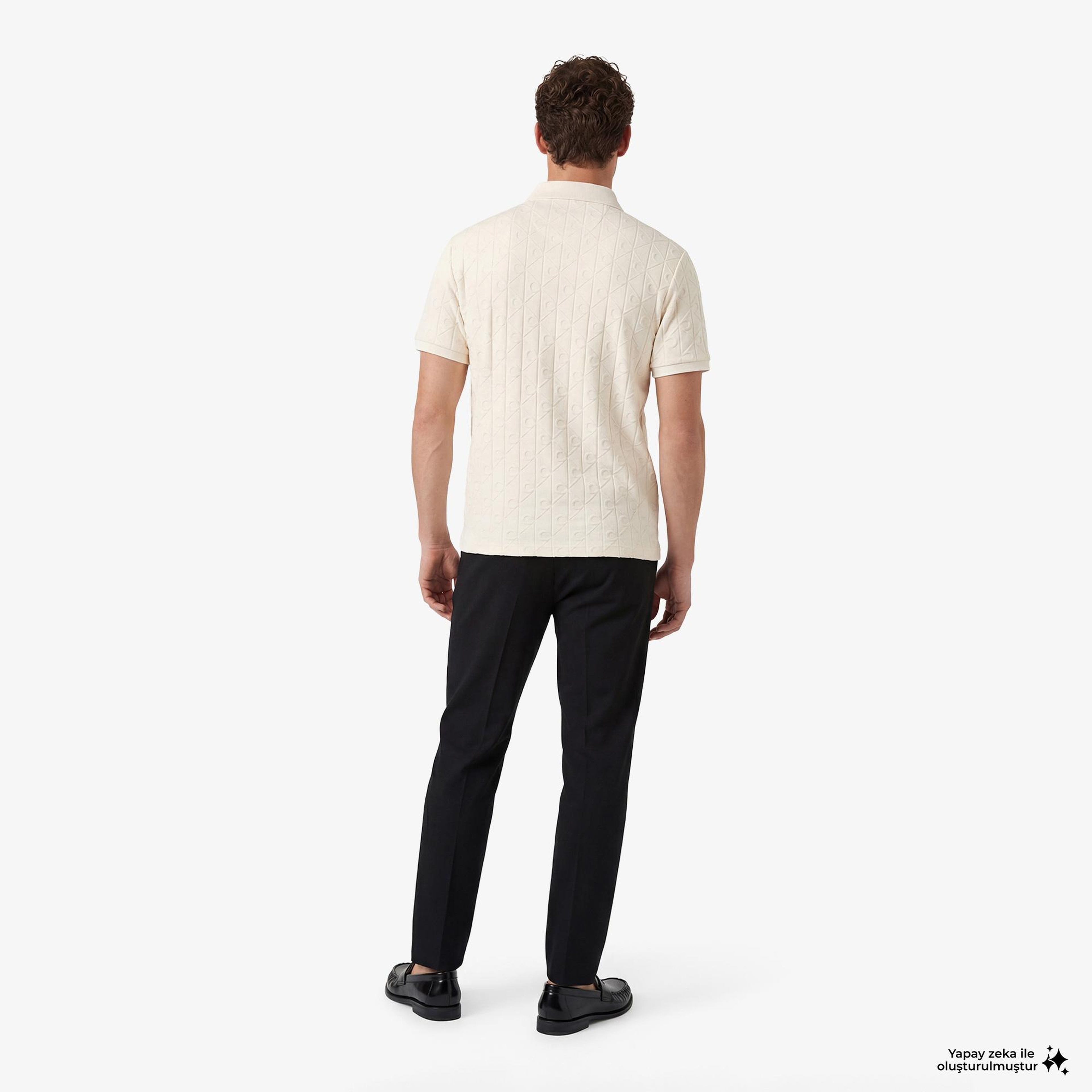 Calvin Klein Mercerized Emblem Jacquar Erkek Beyaz Polo