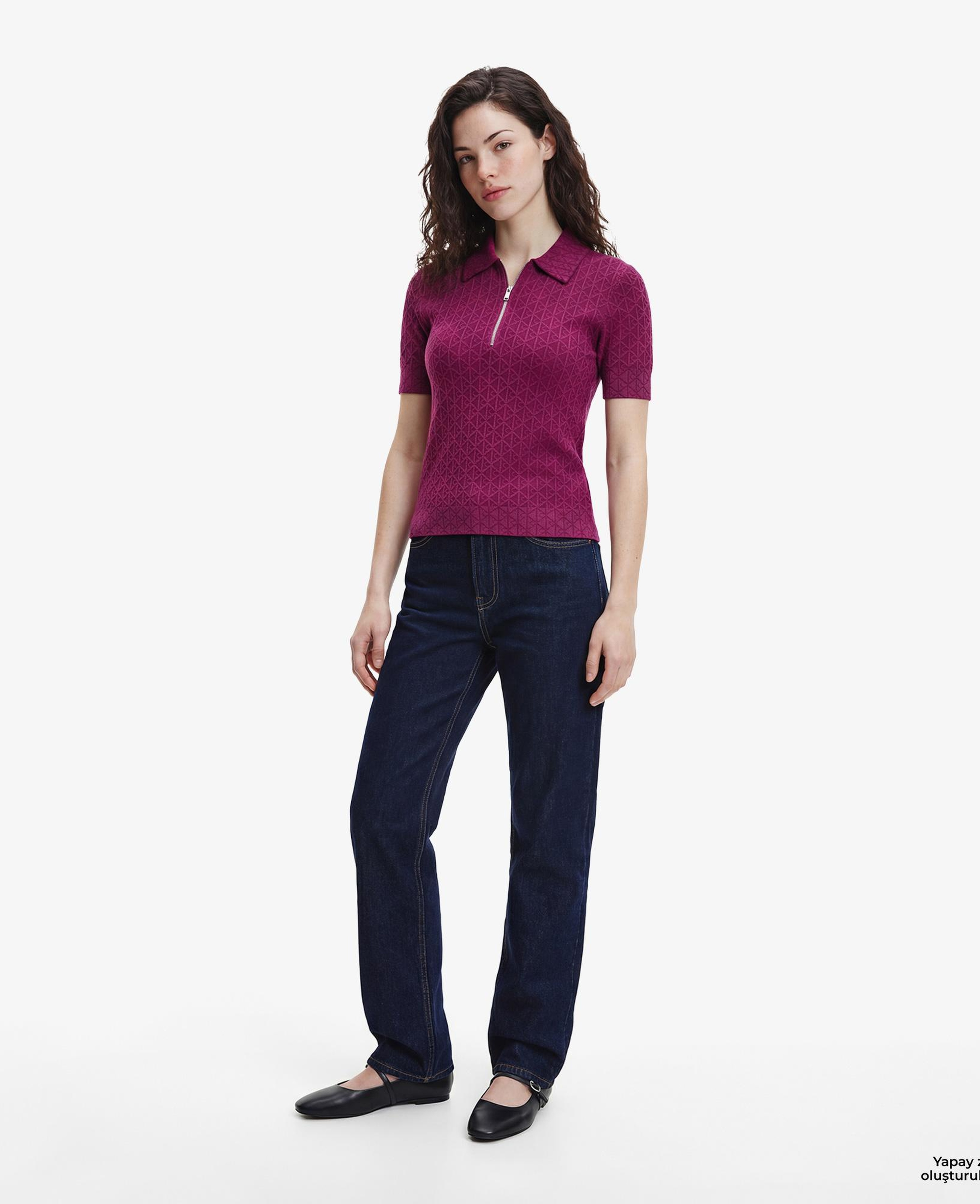 Calvin Klein Textured Kadın Mor Polo