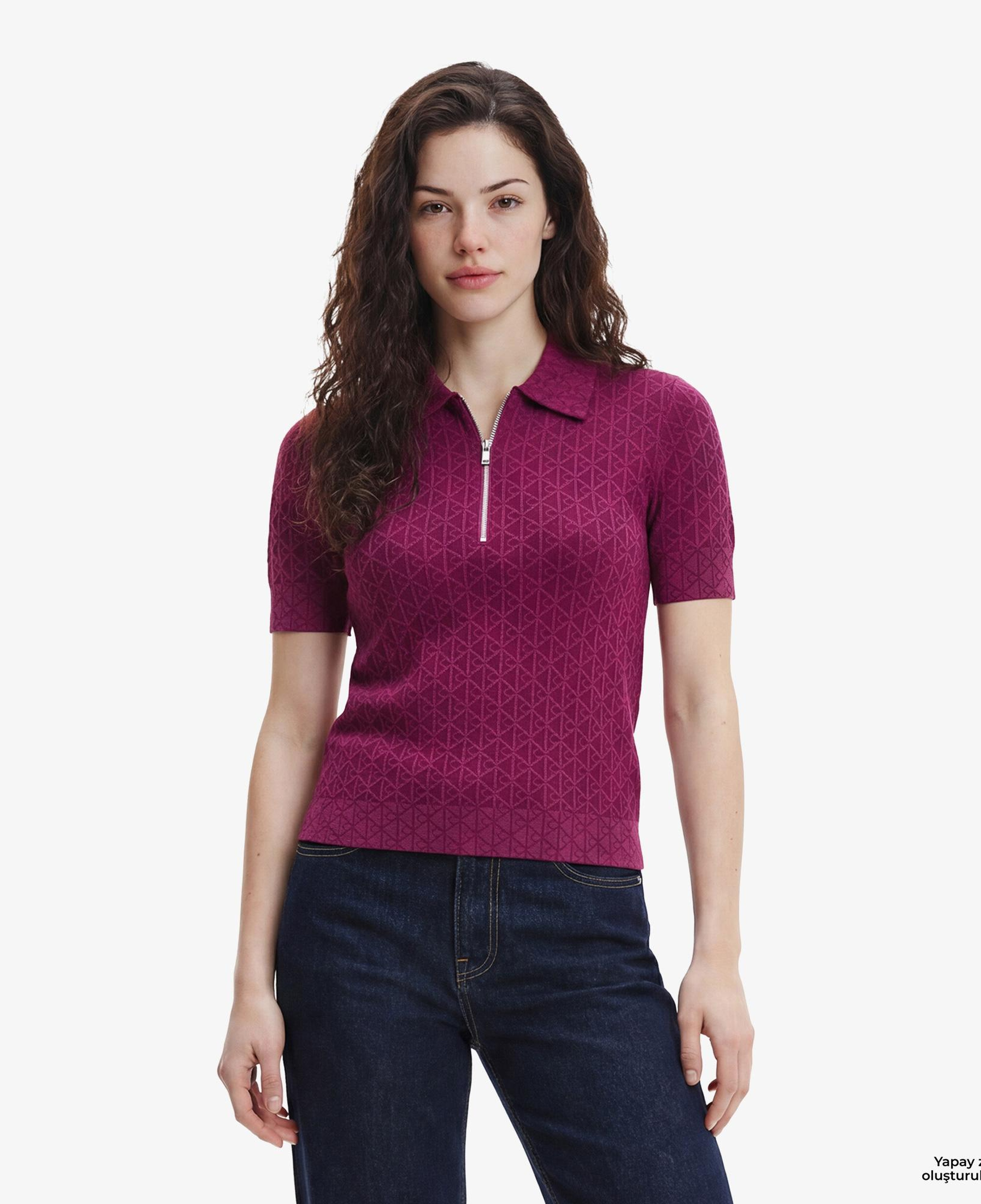 Calvin Klein Textured Kadın Mor Polo