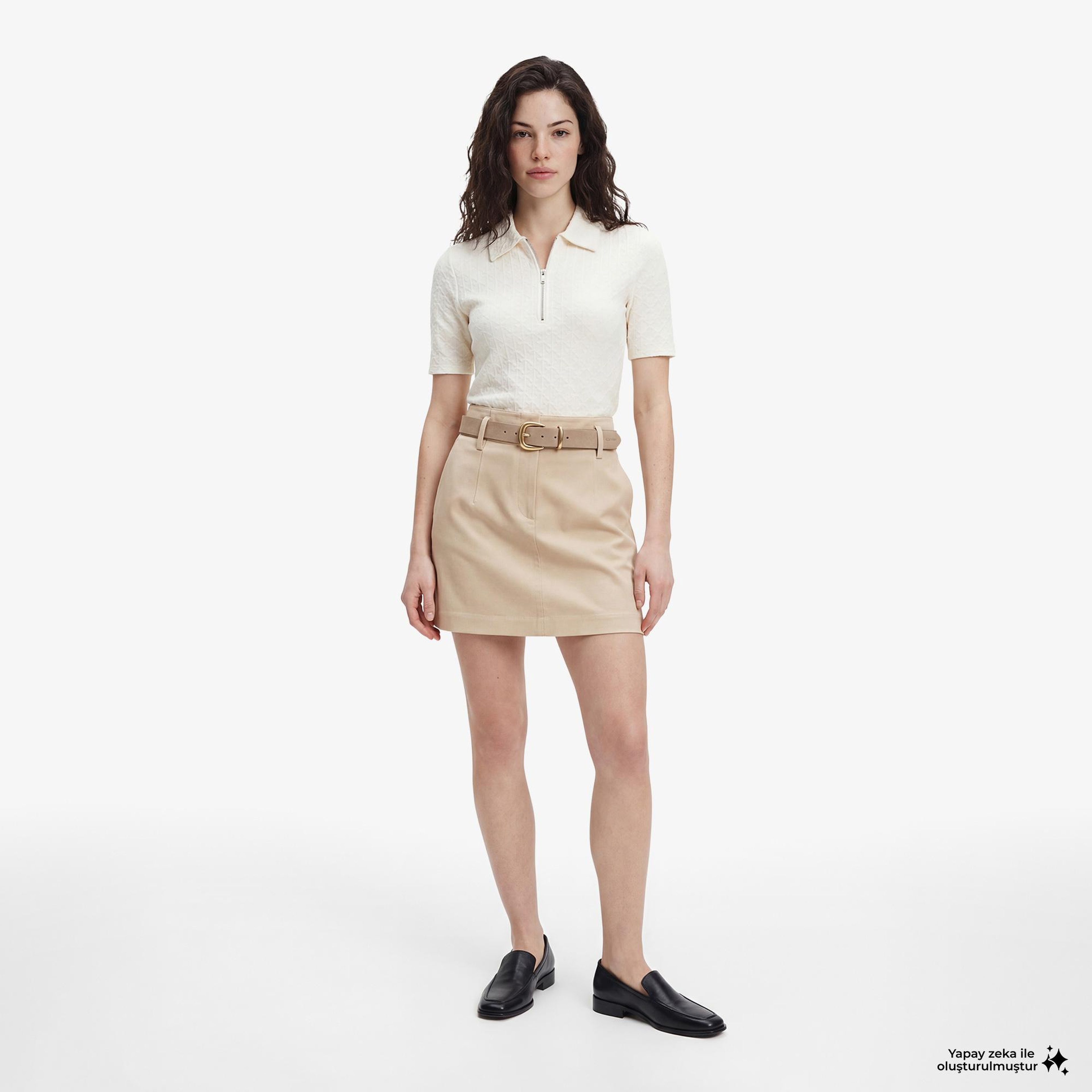 Calvin Klein Textured Kadın Beyaz Polo