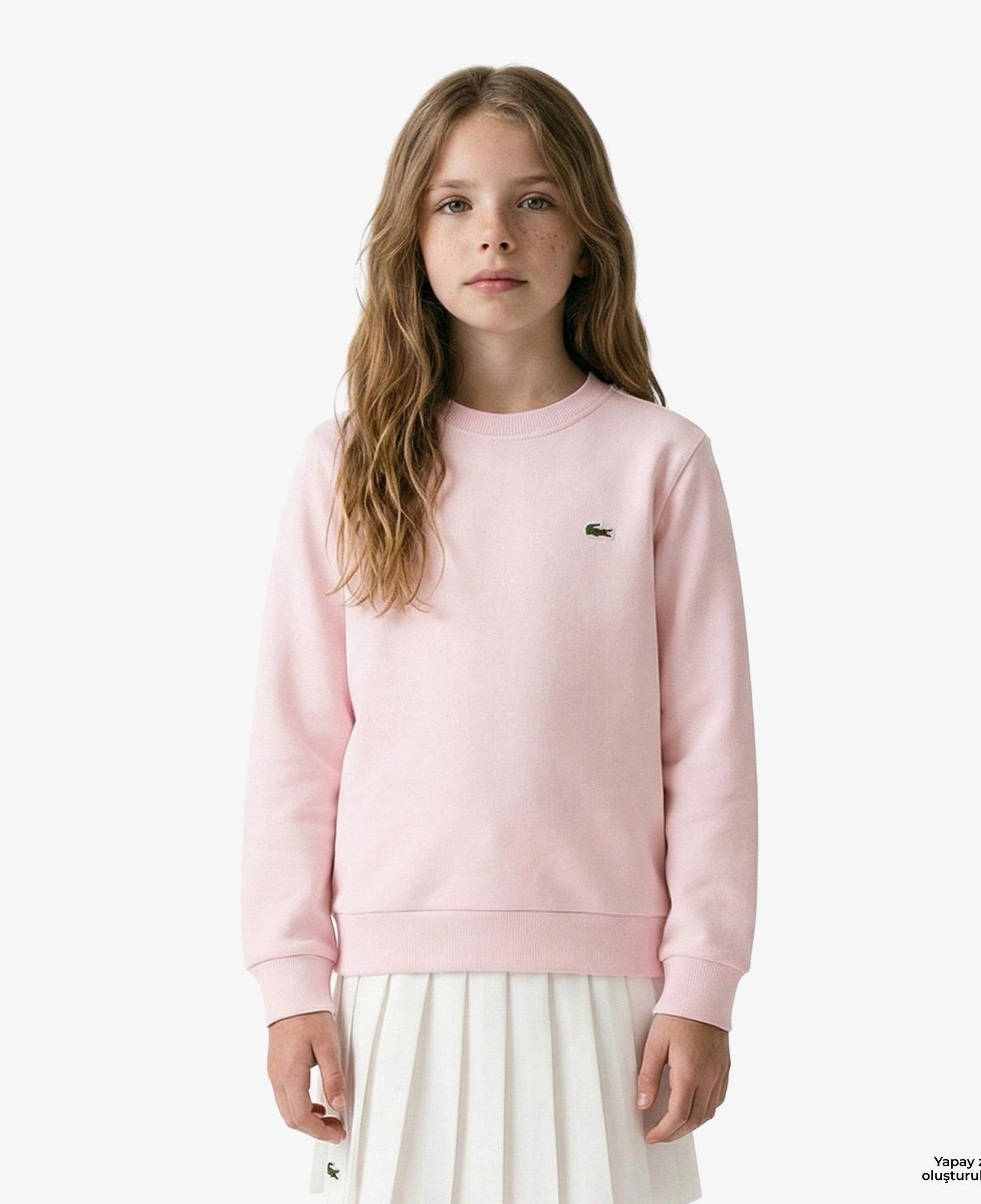 Lacoste Çocuk Bisiklet Yaka Pembe Sweatshirt