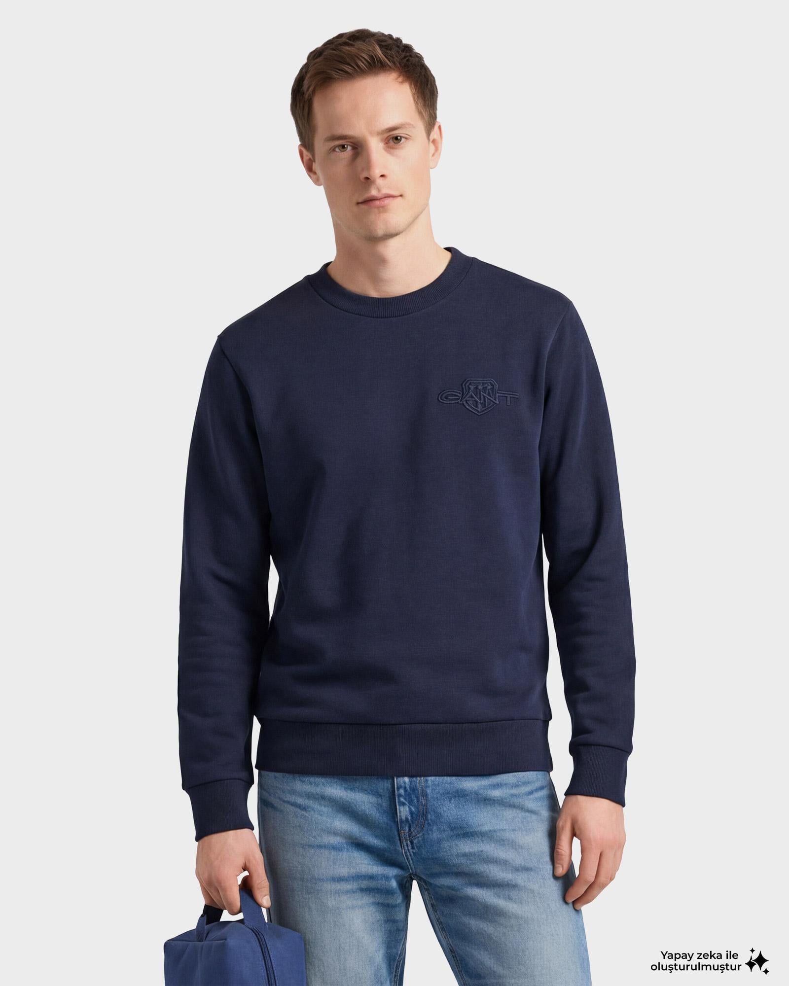 GANT Erkek Lacivert Regular Fit Sweatshirt