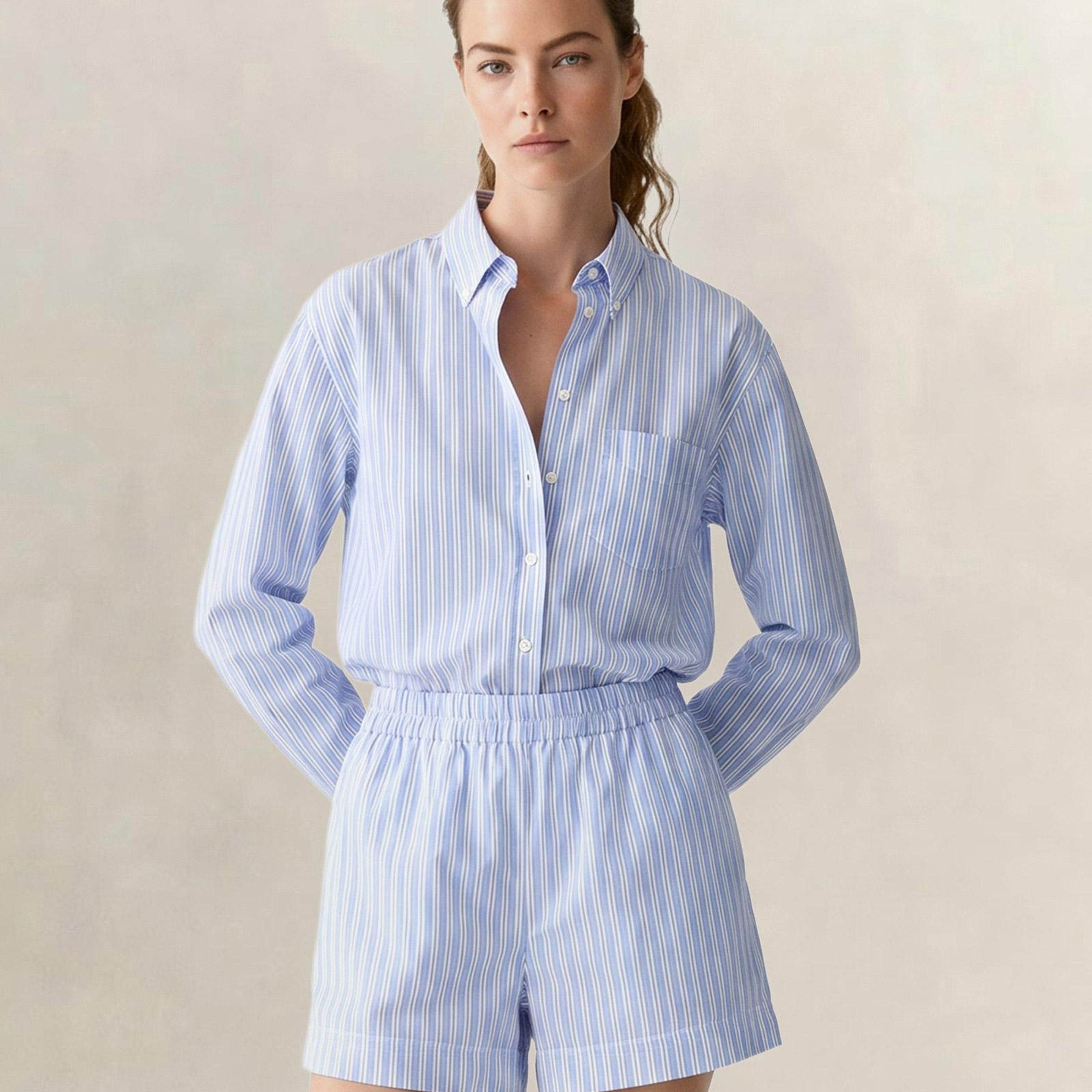 GANT Kadın Mavi Regular Fit Çizgili Gömlek