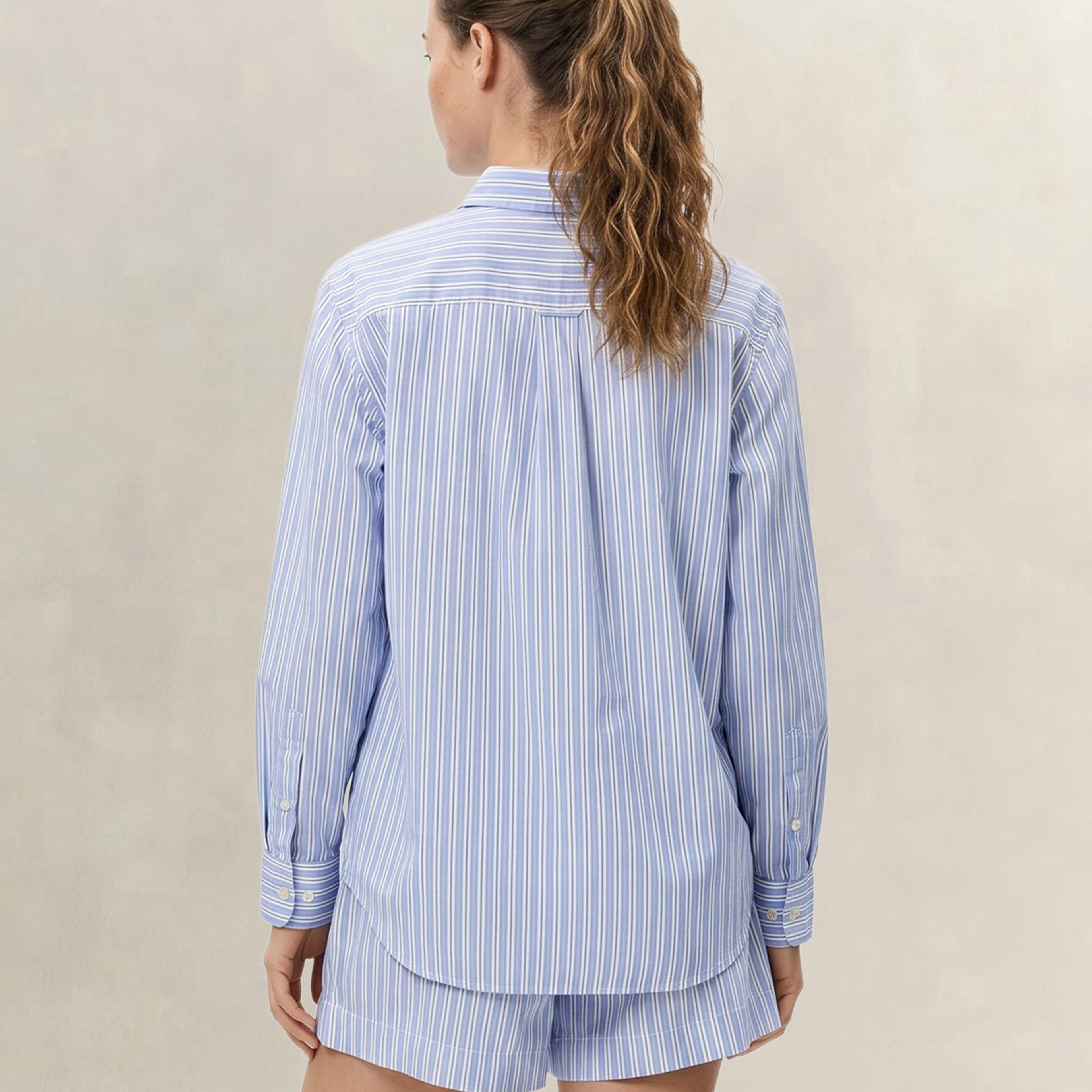GANT Kadın Mavi Regular Fit Çizgili Gömlek