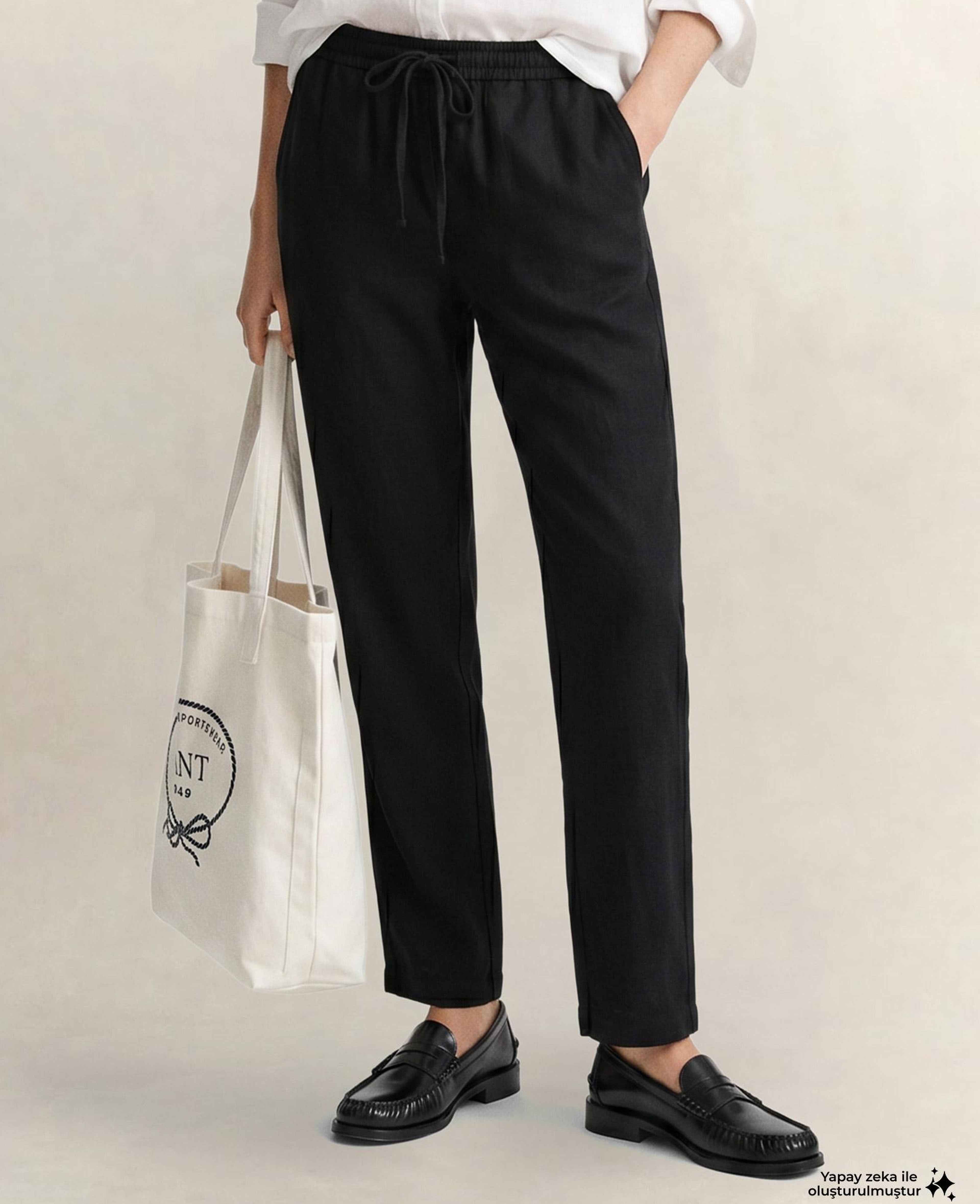 GANT Kadın Siyah Regular Fit Jogger Pantolon
