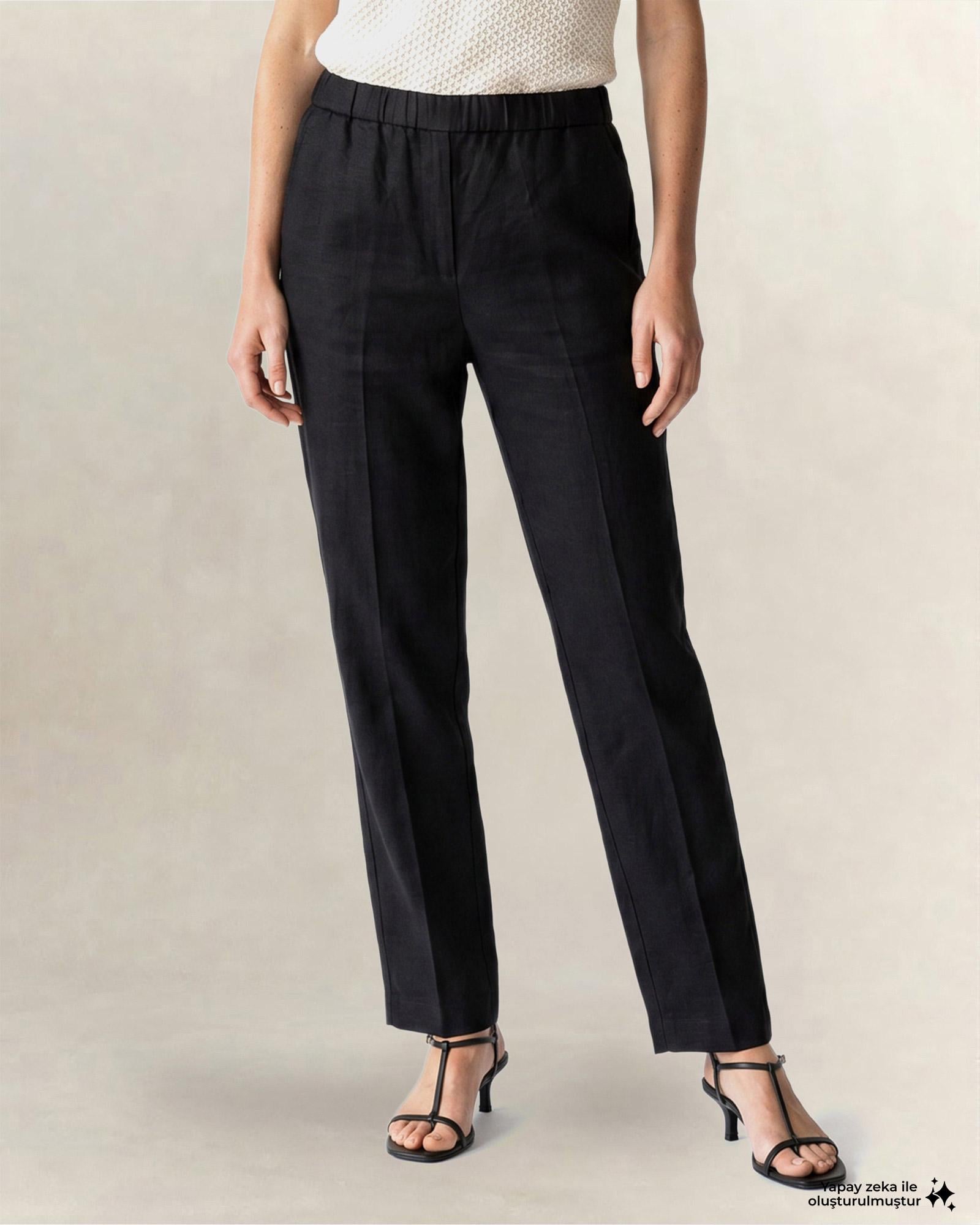 GANT Kadın Siyah Relaxed Fit Pantolon