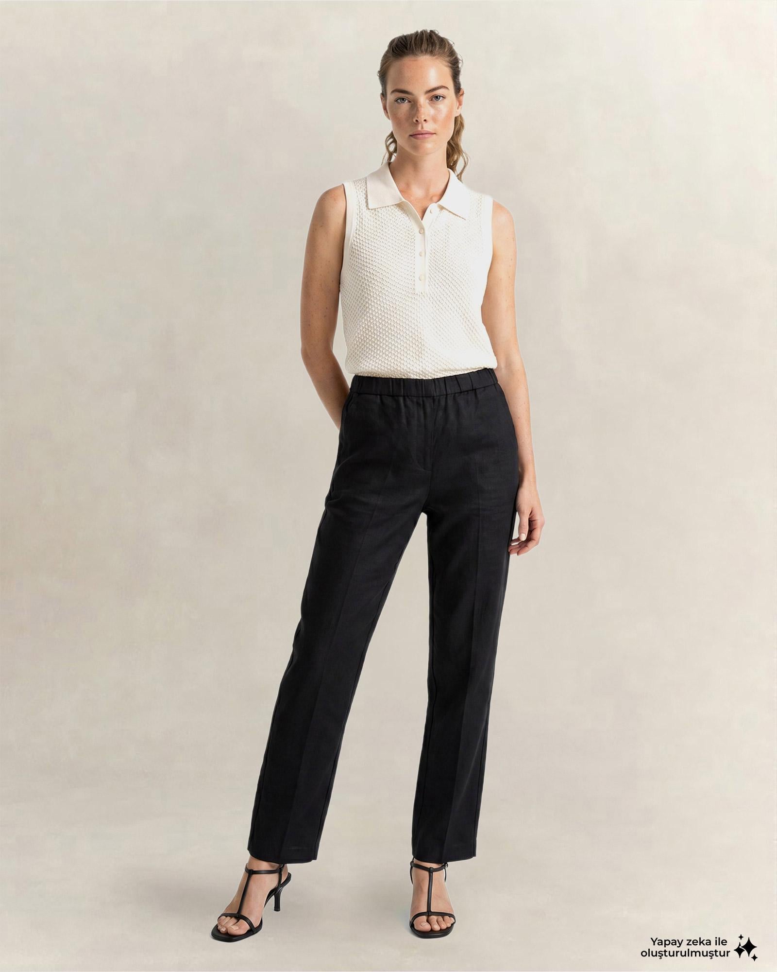 GANT Kadın Siyah Relaxed Fit Pantolon