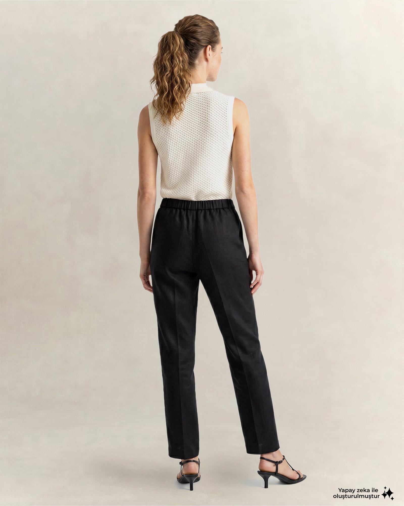 GANT Kadın Siyah Relaxed Fit Pantolon