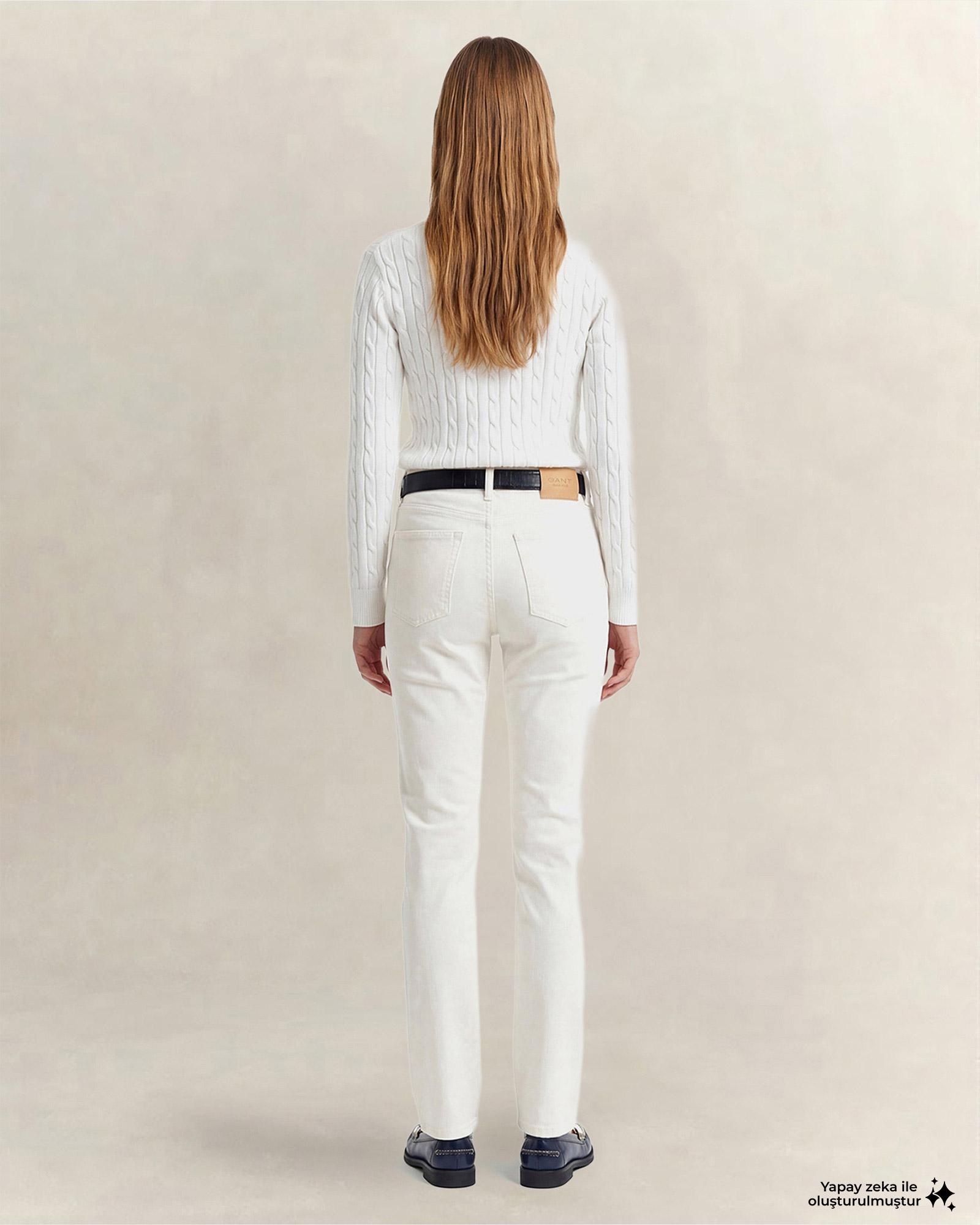 GANT Kadın Beyaz Regular Fit Jean