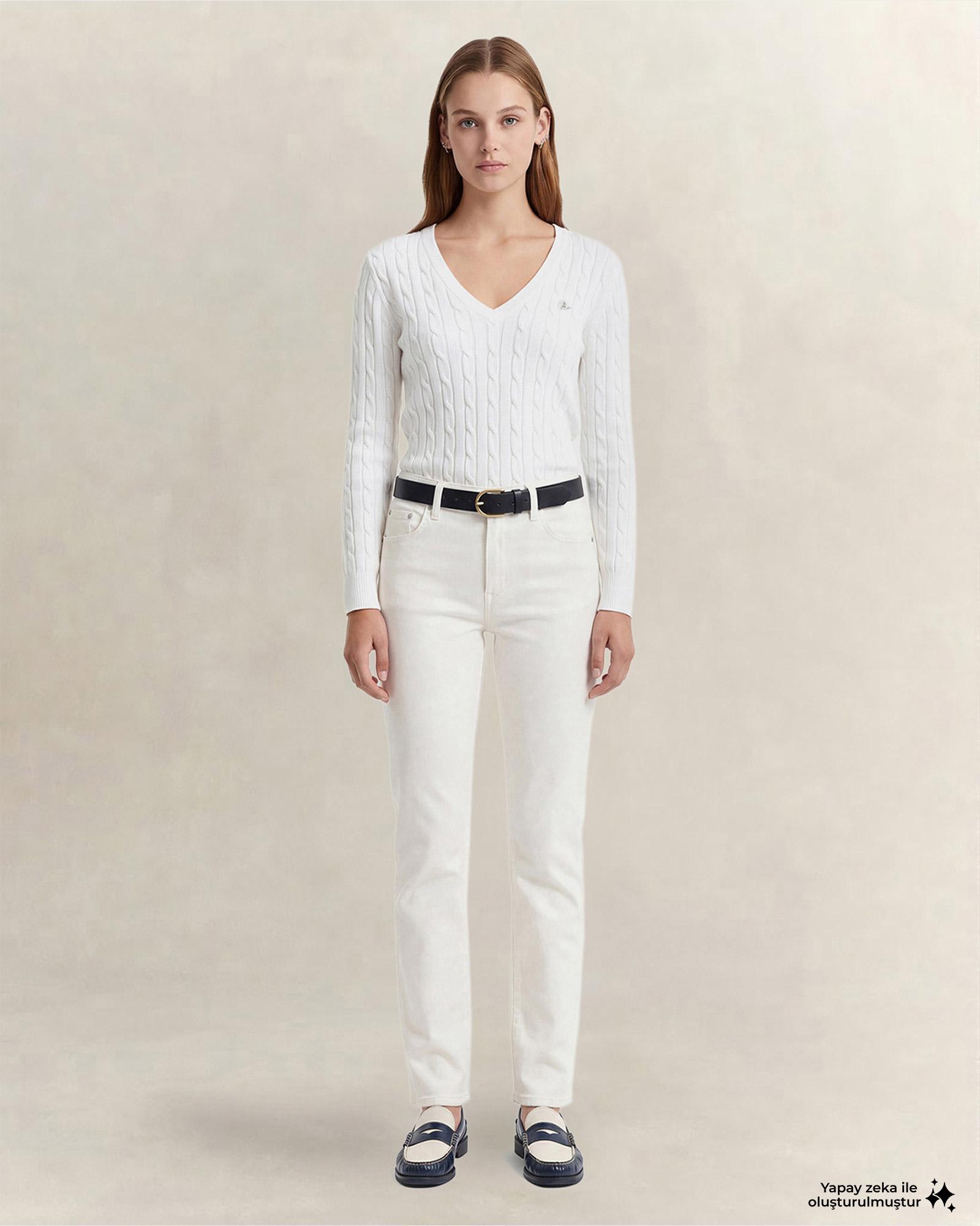 GANT Kadın Beyaz Regular Fit Jean