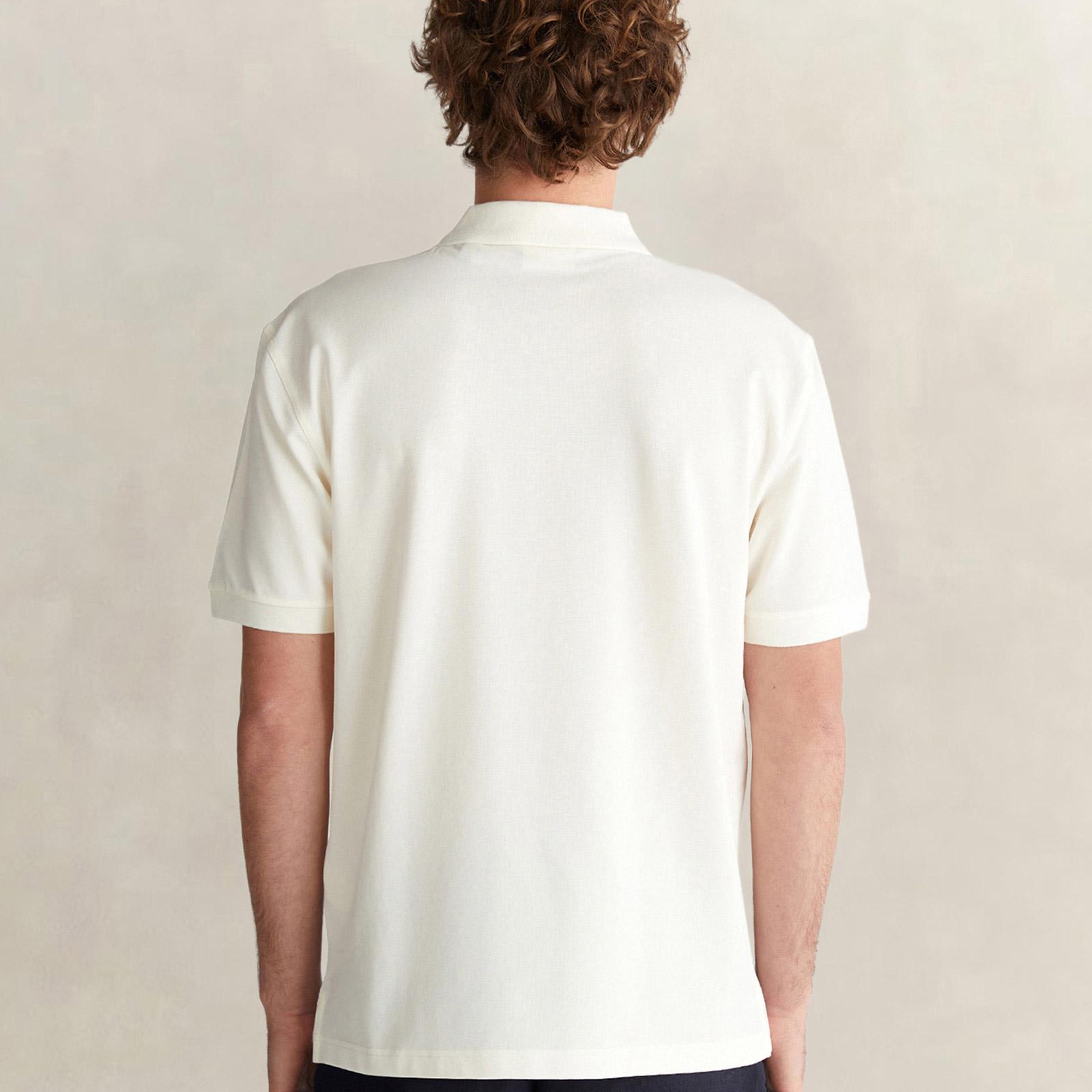 GANT Erkek Beyaz Regular Fit Yarım Fermuarlı Polo Yaka T-Shirt