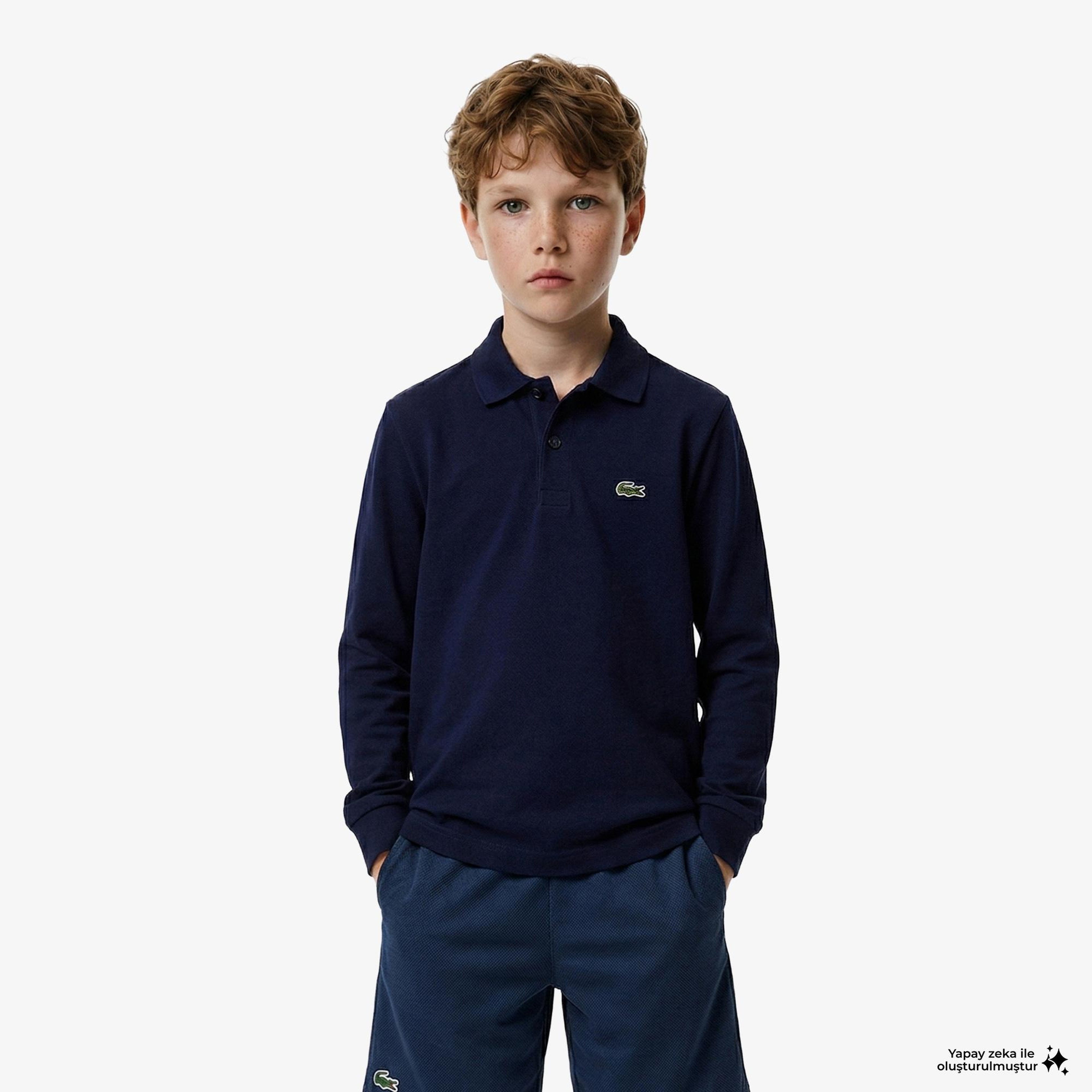 Erkek Çocuk Regular Fit Uzun Kollu Lacivert Polo