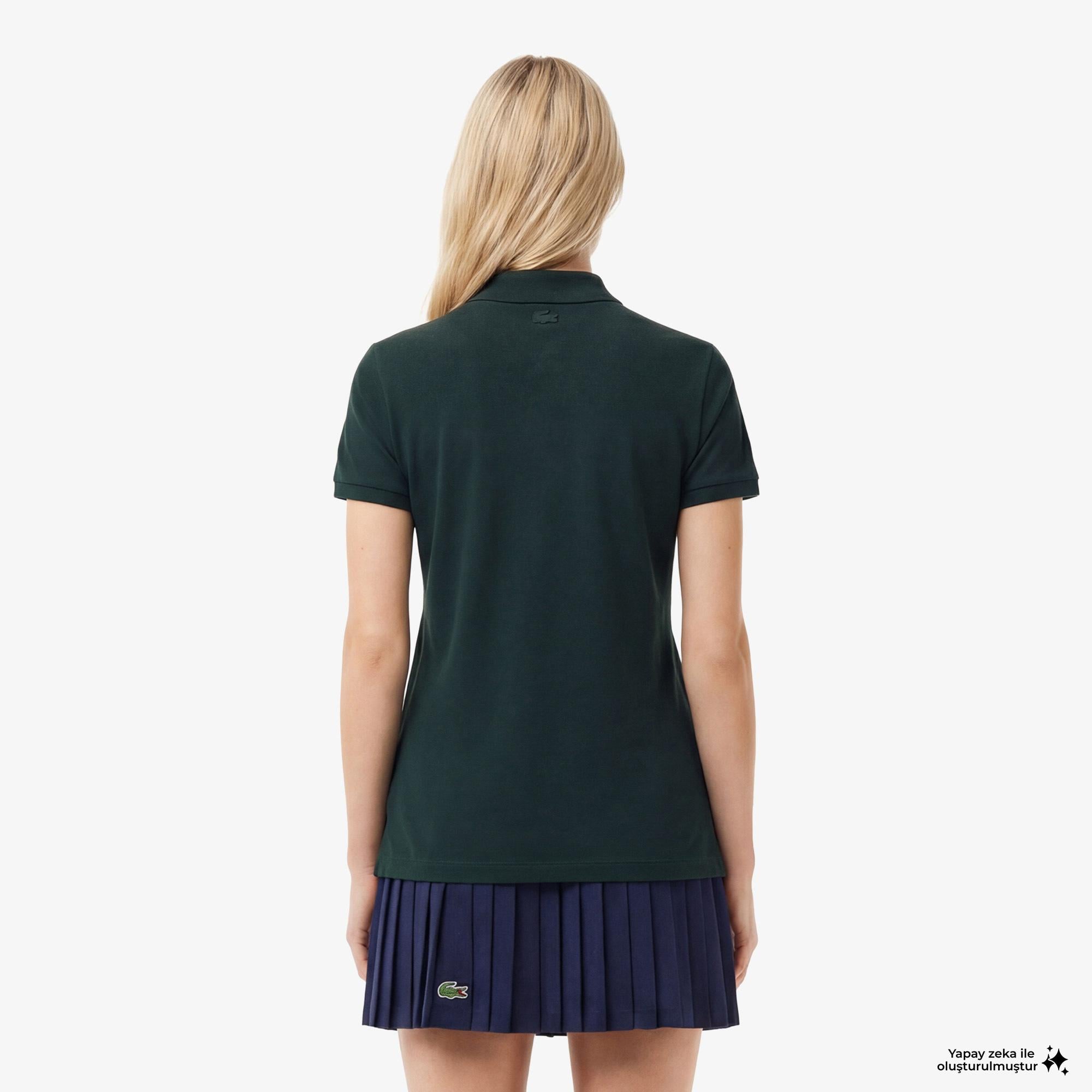 Kadın Slim Fit Koyu Yeşil Polo
