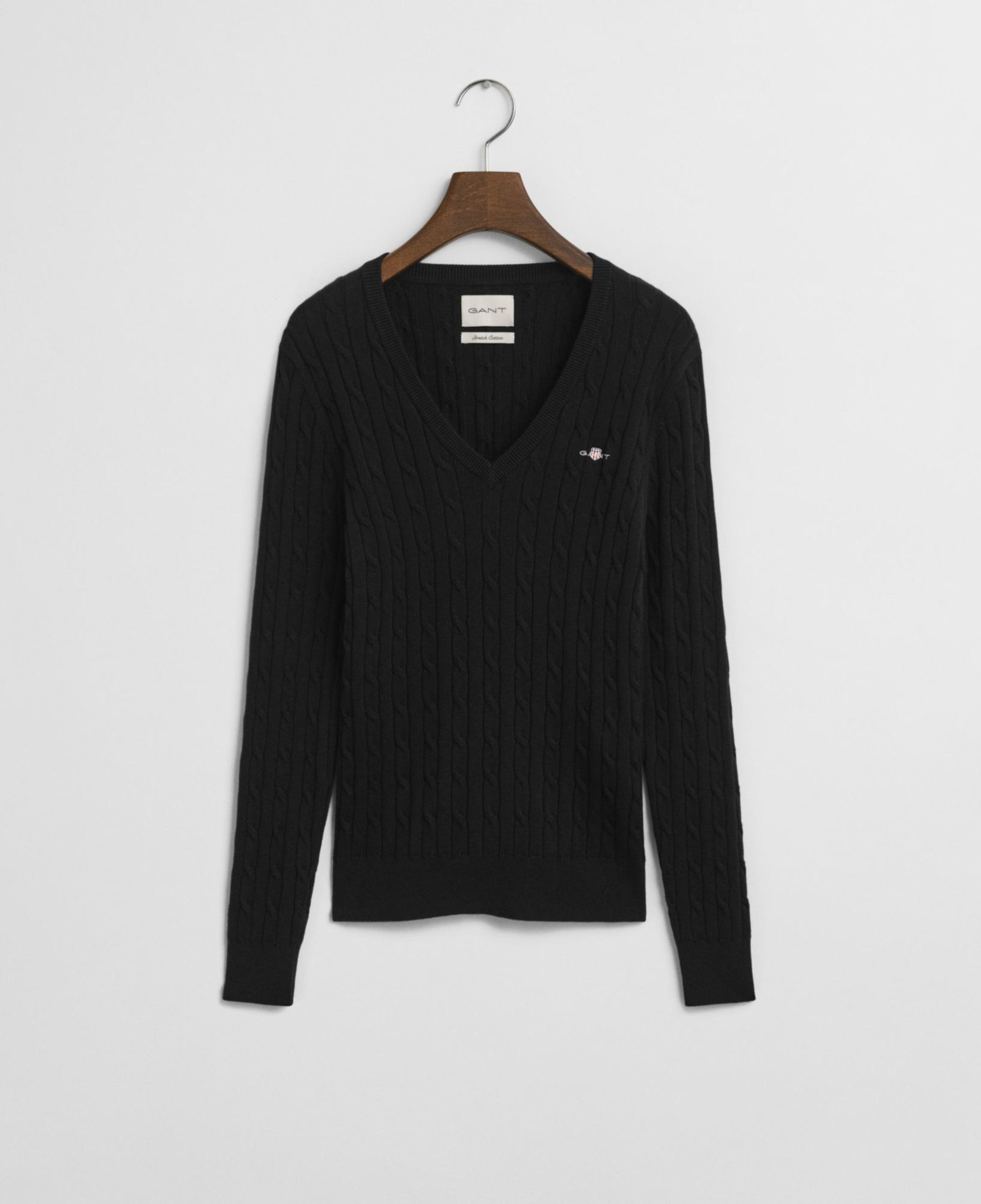 GANT Kadın Siyah Slim Fit V Yaka Kazak