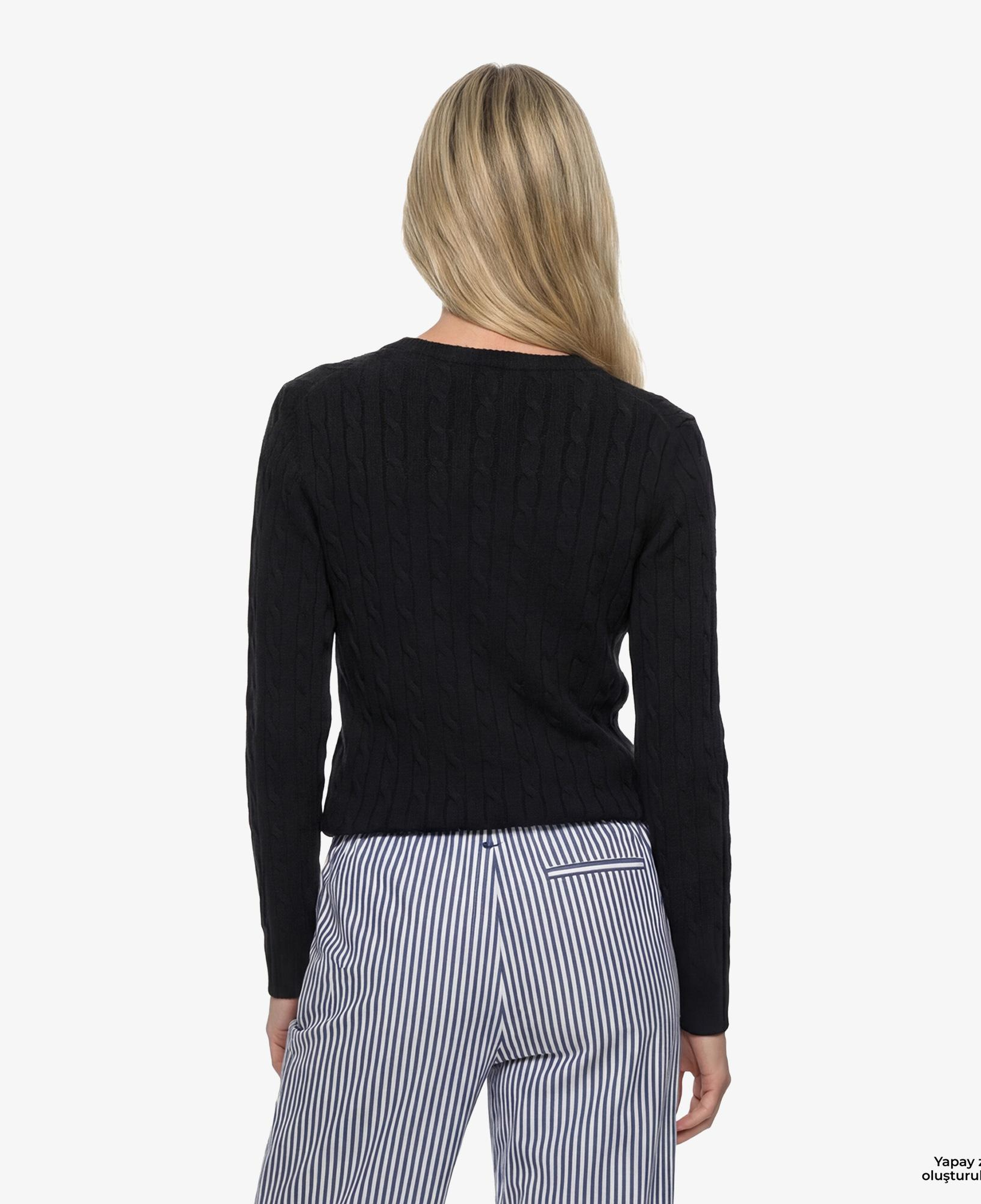 GANT Kadın Siyah Slim Fit V Yaka Kazak