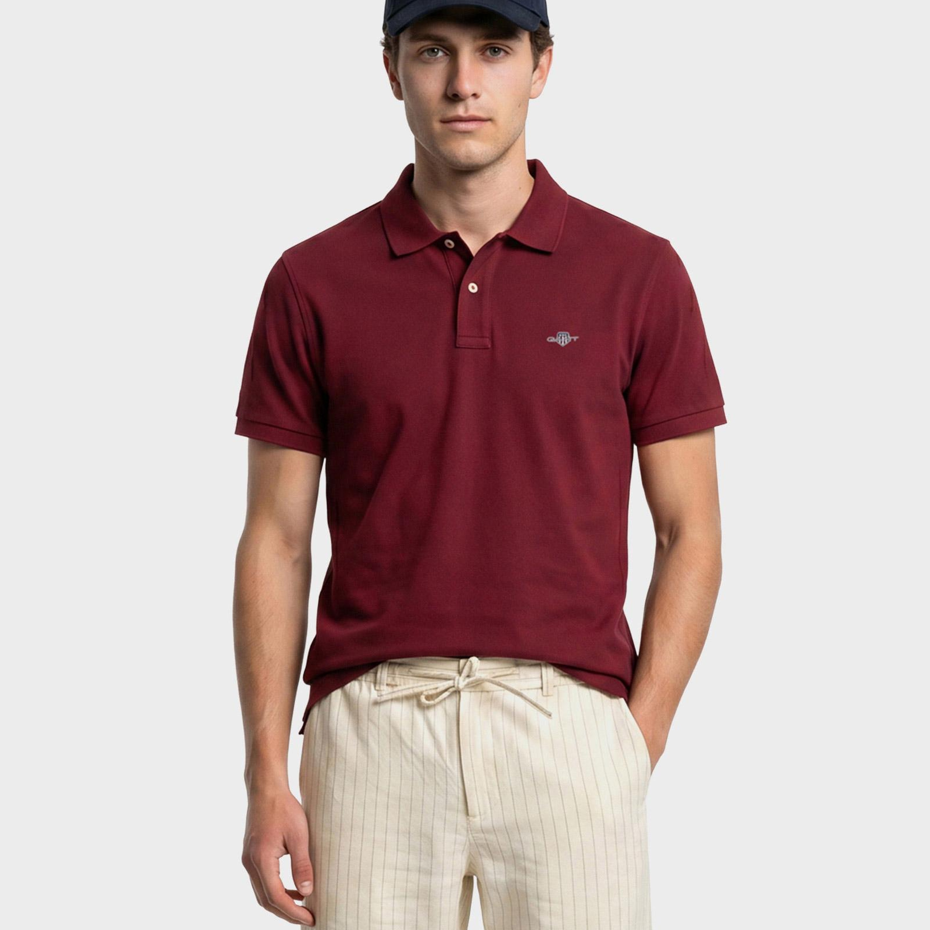 GANT Erkek Bordo Regular Fit Polo