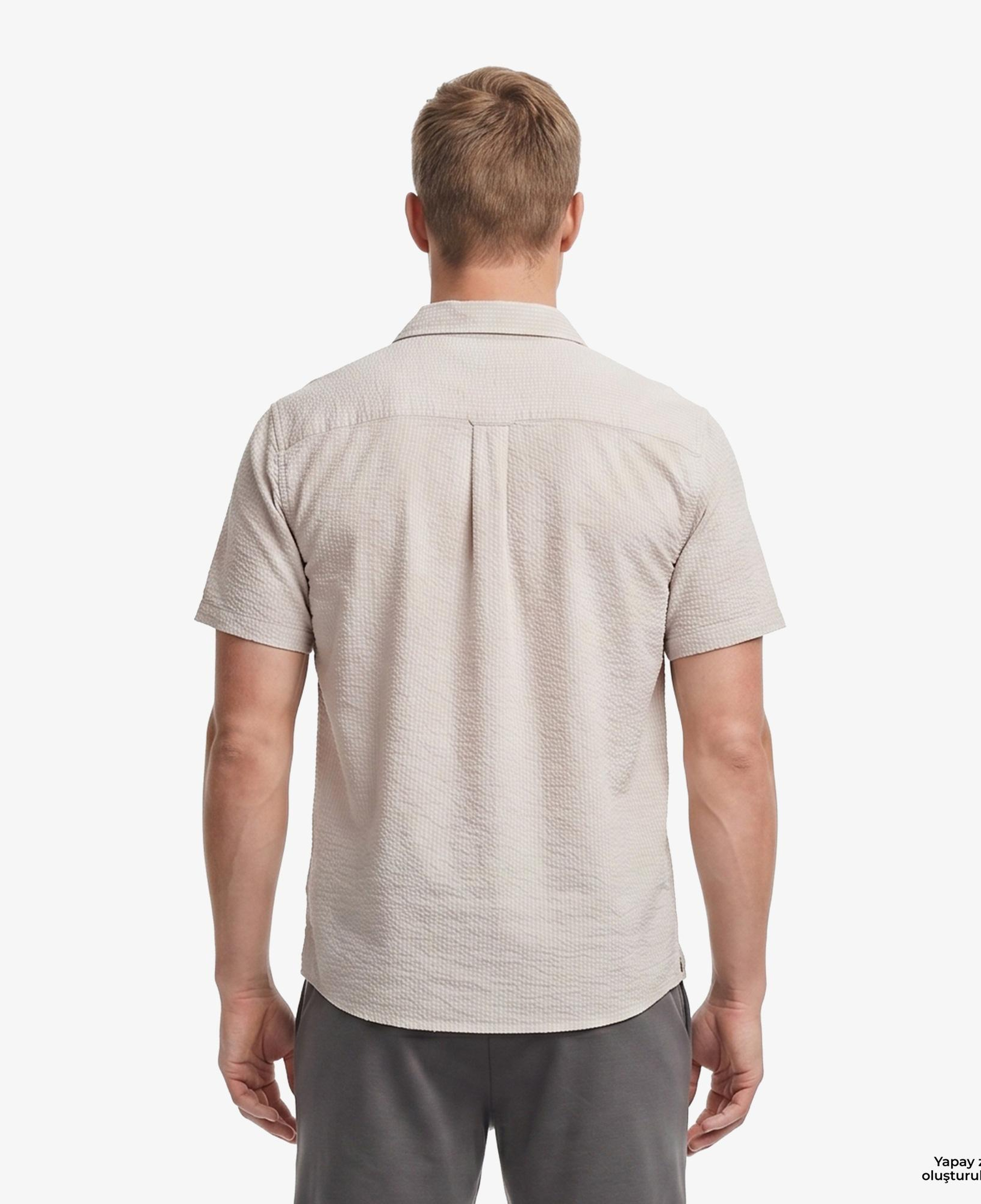 Nautica Erkek Bej Regular Fit Kısa Kollu Gömlek