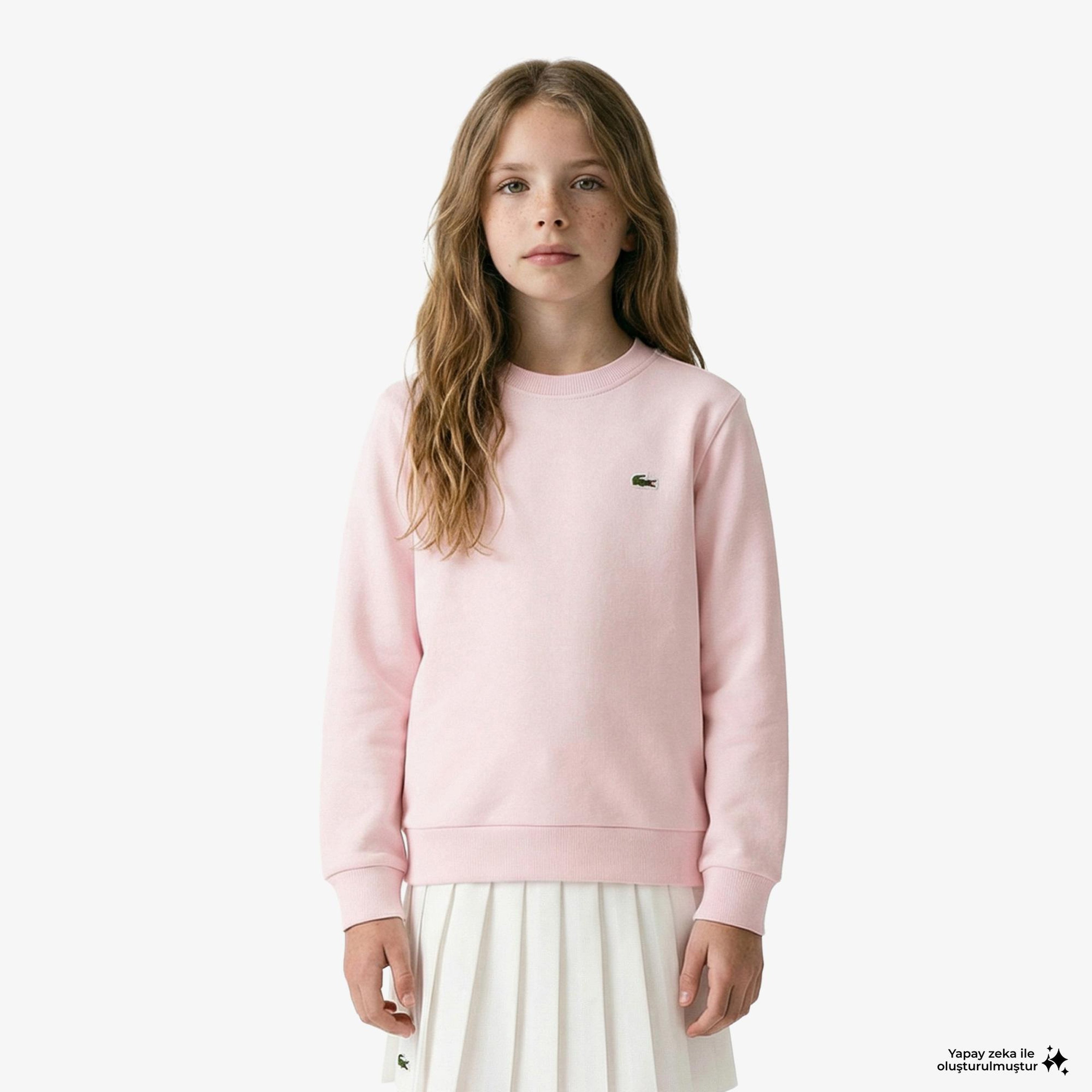 Lacoste Çocuk Bisiklet Yaka Pembe Sweatshirt
