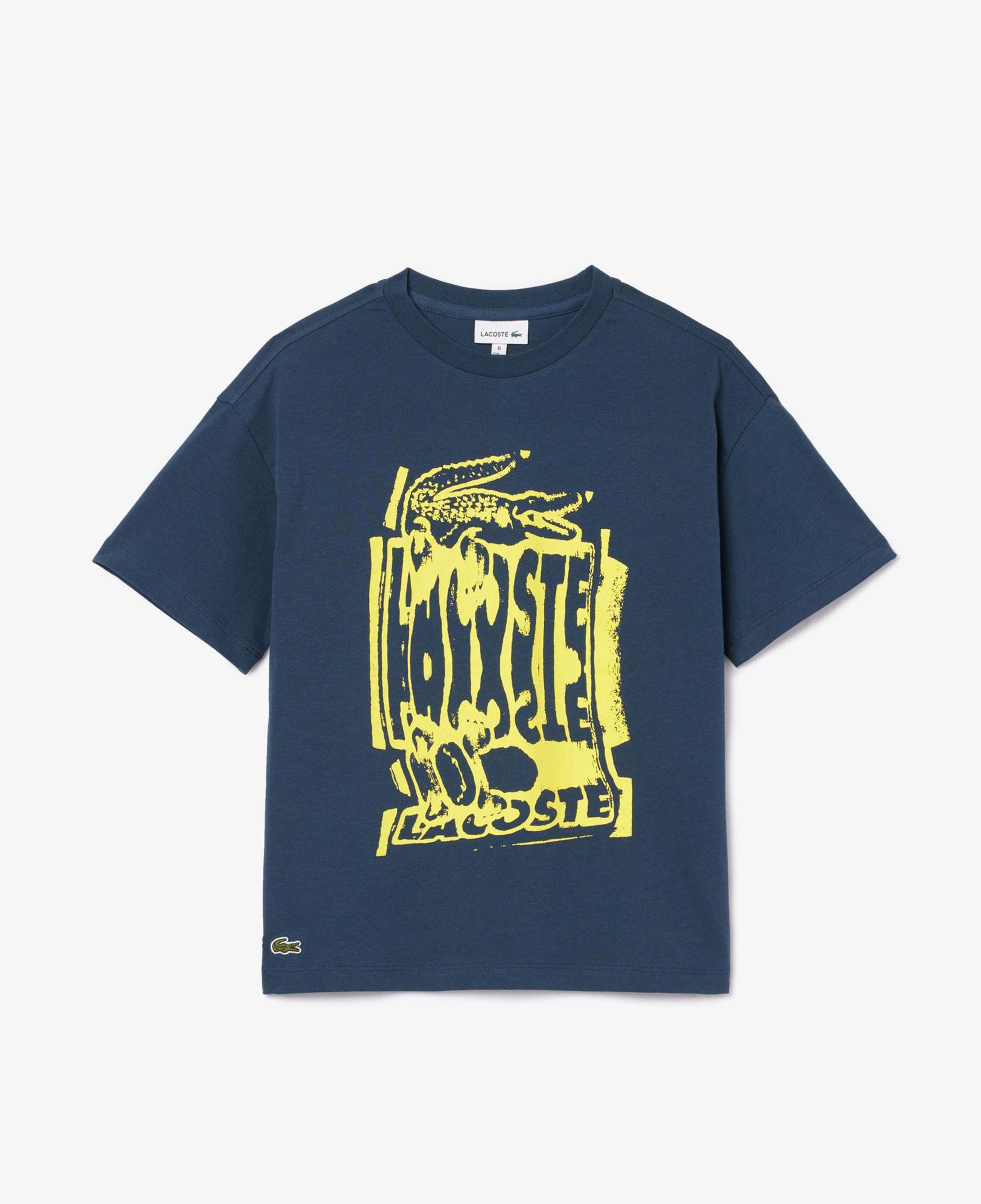 Çocuk Bisiklet Yaka Baskılı Lacivert T-Shirt