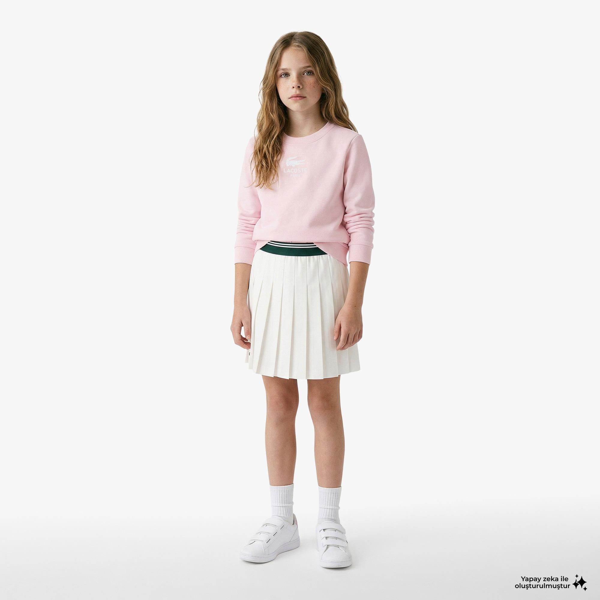 Çocuk Bisiklet Yaka Açık Pembe Sweatshirt