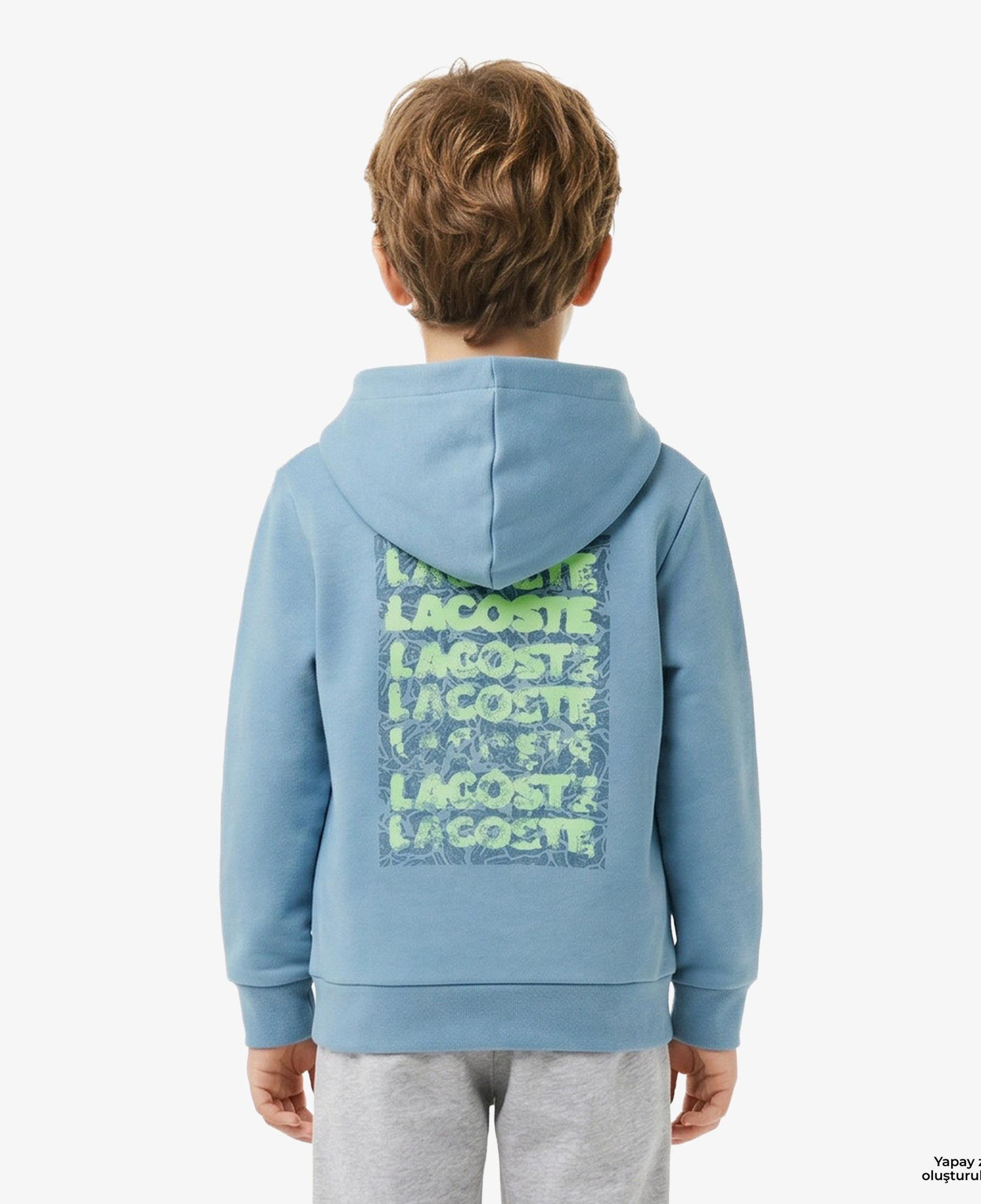 Çocuk Kapüşonlu Baskılı Mavi Sweatshirt