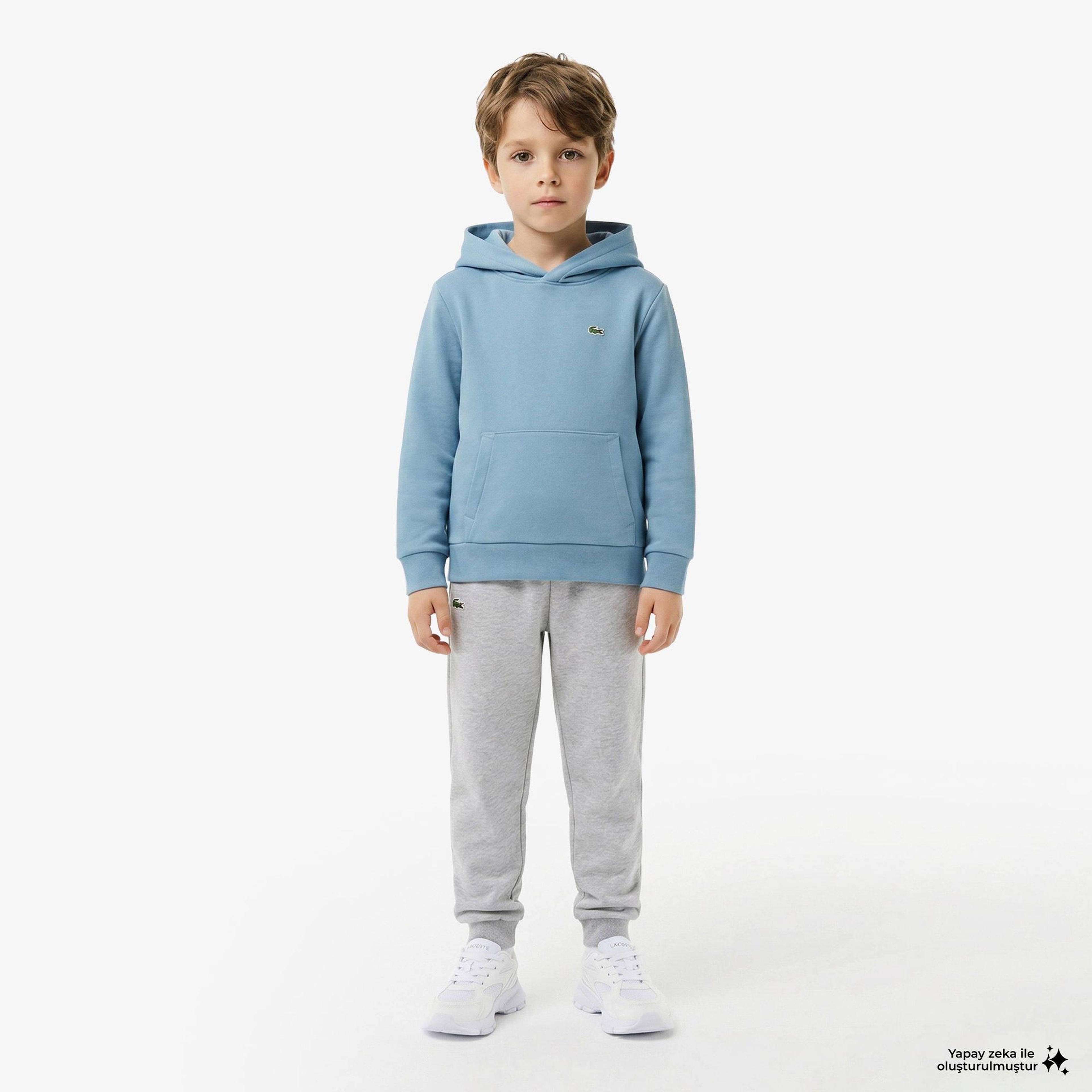Çocuk Kapüşonlu Baskılı Mavi Sweatshirt