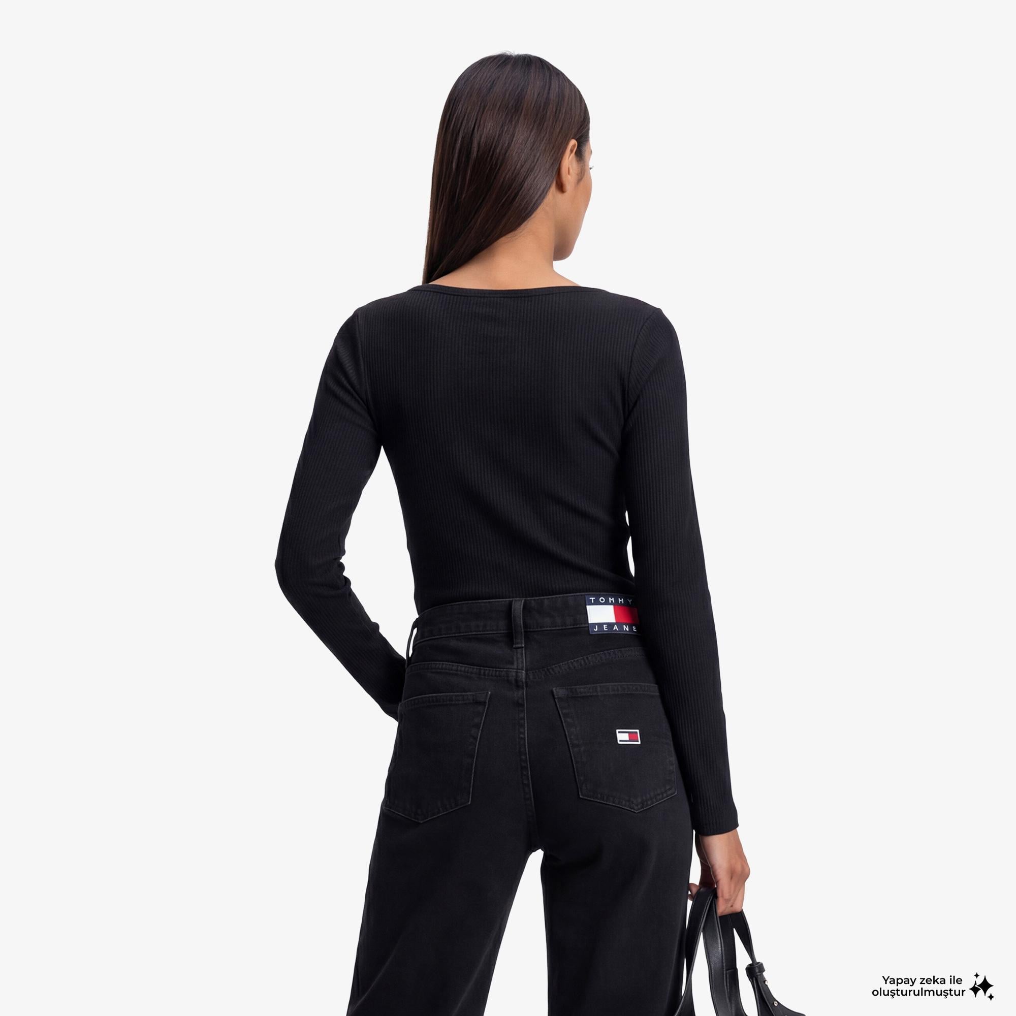Tommy Hilfiger Kadın Siyah Uzun Kollu T-Shirt