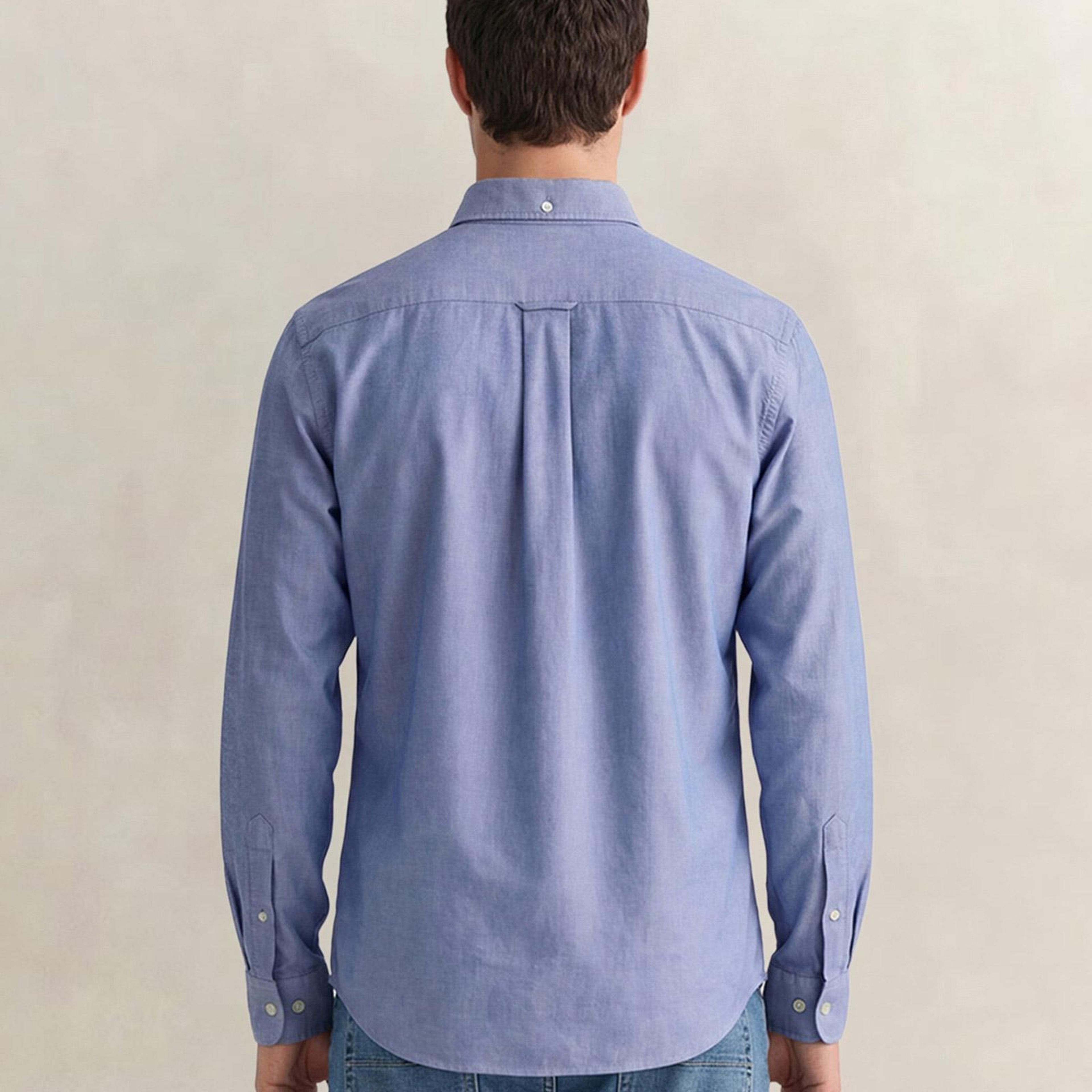 GANT Erkek Mavi Regular Fit Logolu Gömlek