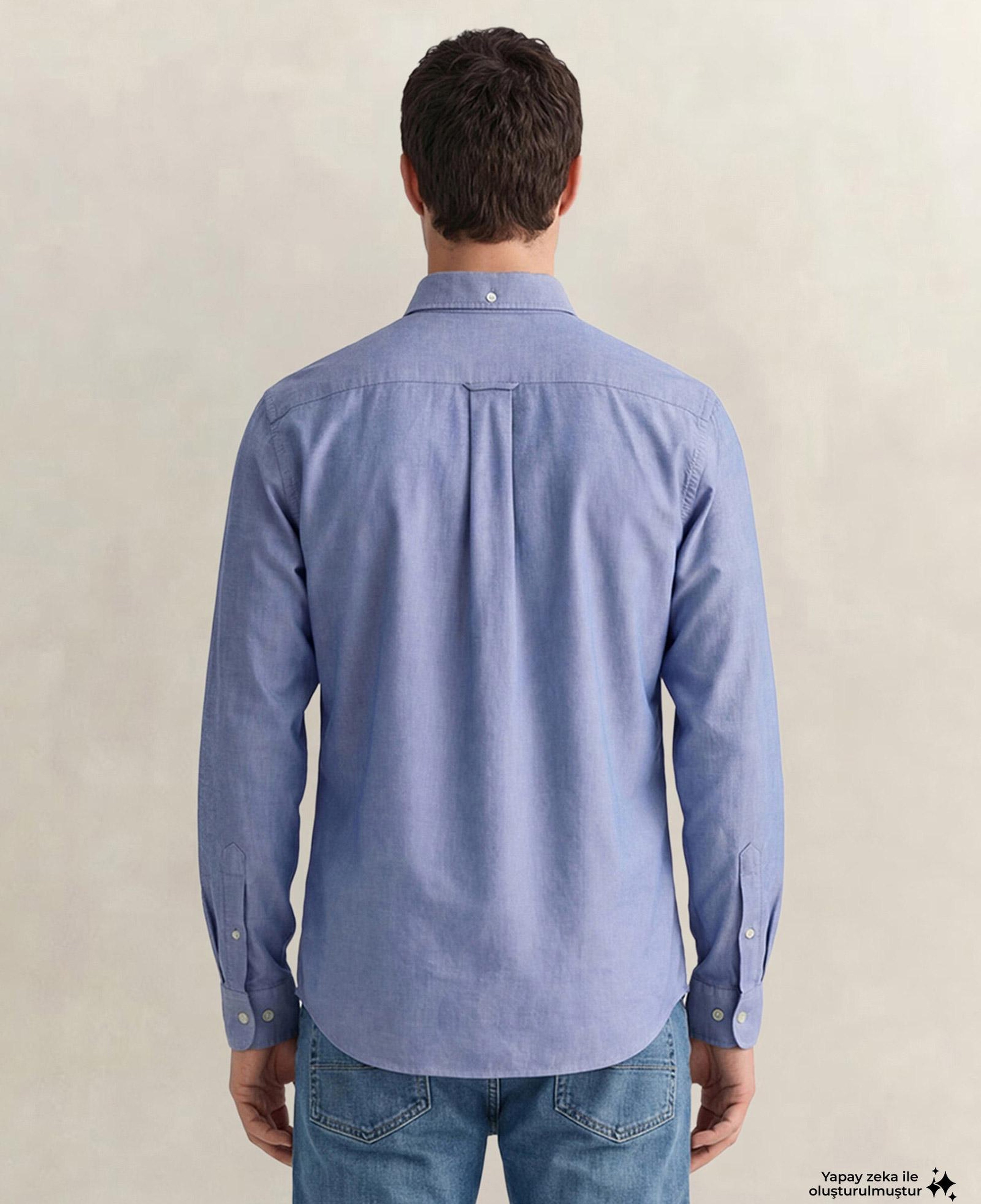 GANT Erkek Mavi Regular Fit Logolu Gömlek